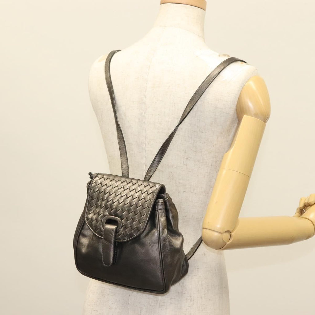 Bottega Veneta Intrecciato Backpack Patent Leather Metallic Leather Backpack Bag (Pre-Owned)