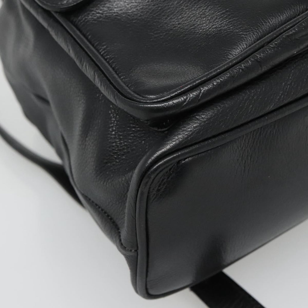Gucci Vintage Bamboo Backpack Leather Black Leather Backpack Bag (Pre-Owned)