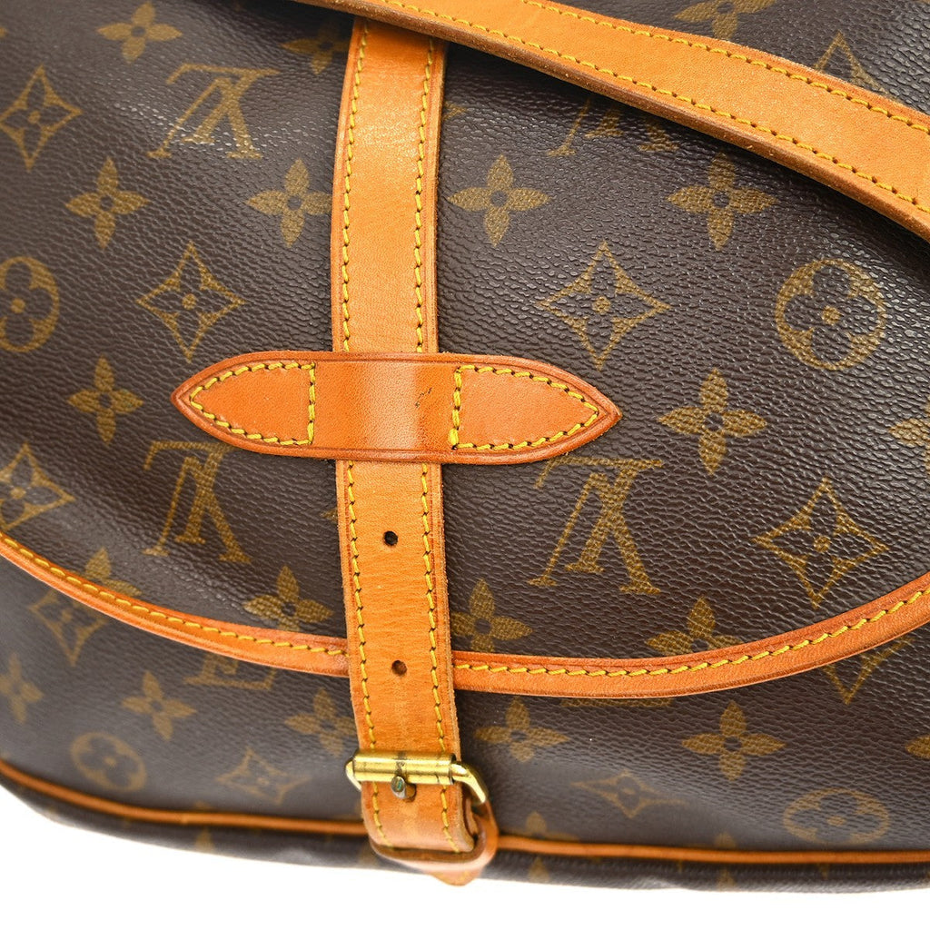 Louis Vuitton Saumur Handbag Monogram Canvas Brown Canvas Shoulder Bag Bag (Pre-Owned)