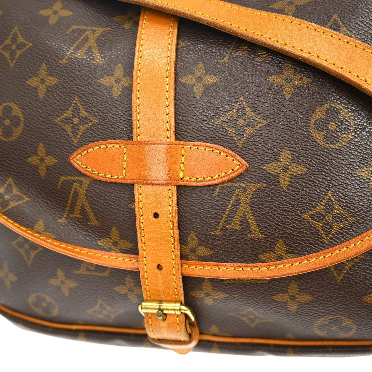 Louis Vuitton Saumur Handbag Monogram Canvas Brown Canvas Shoulder Bag Bag (Pre-Owned)