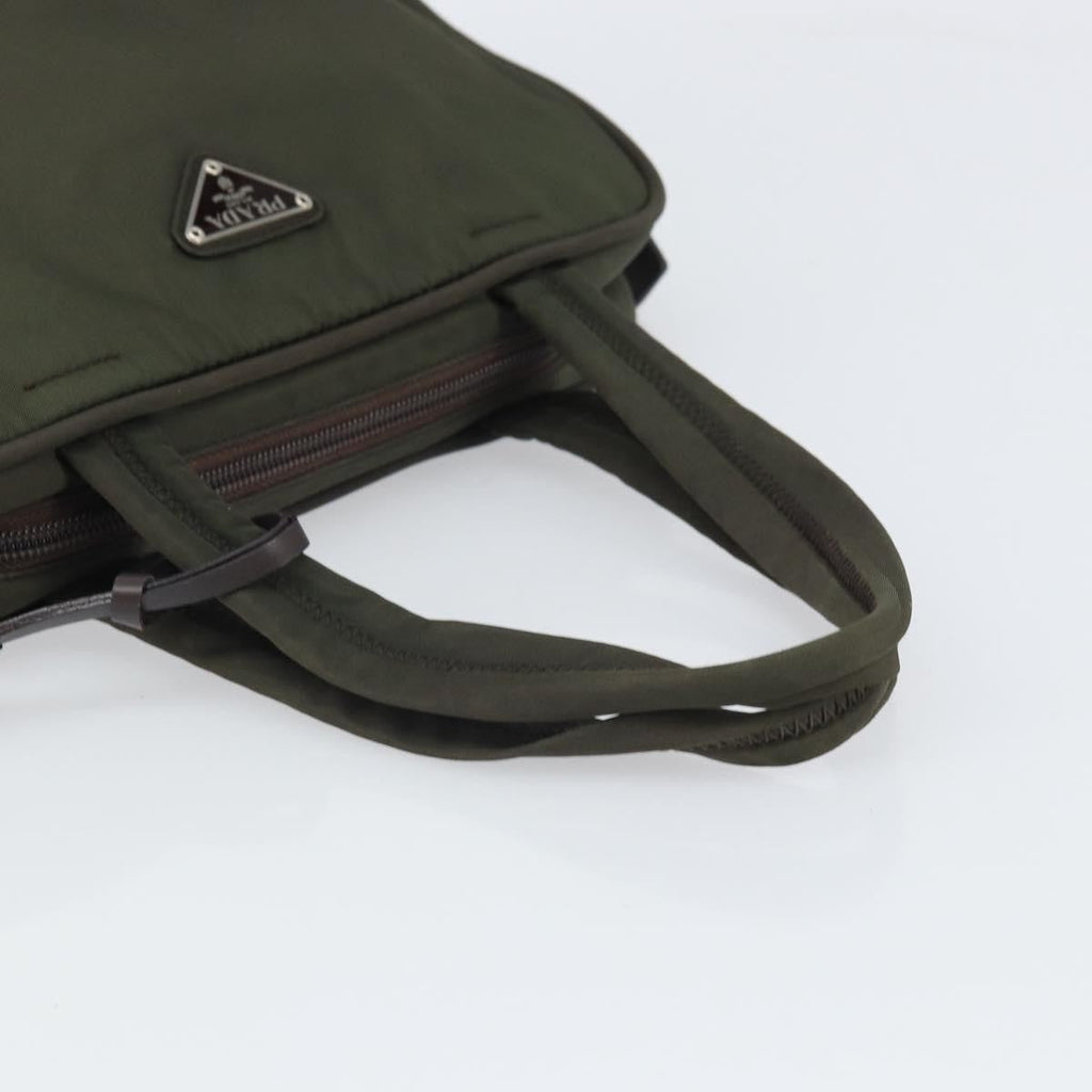 Prada Zip Around Tote Tessuto Khaki Nylon Handbag (Pre-Owned)