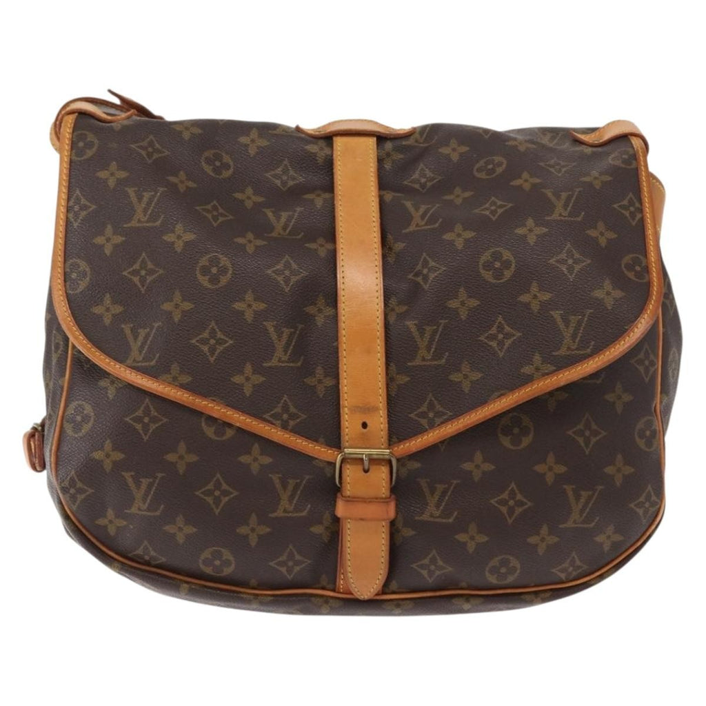 Louis Vuitton Saumur Handbag Monogram Canvas Brown Canvas Shoulder Bag Bag (Pre-Owned)