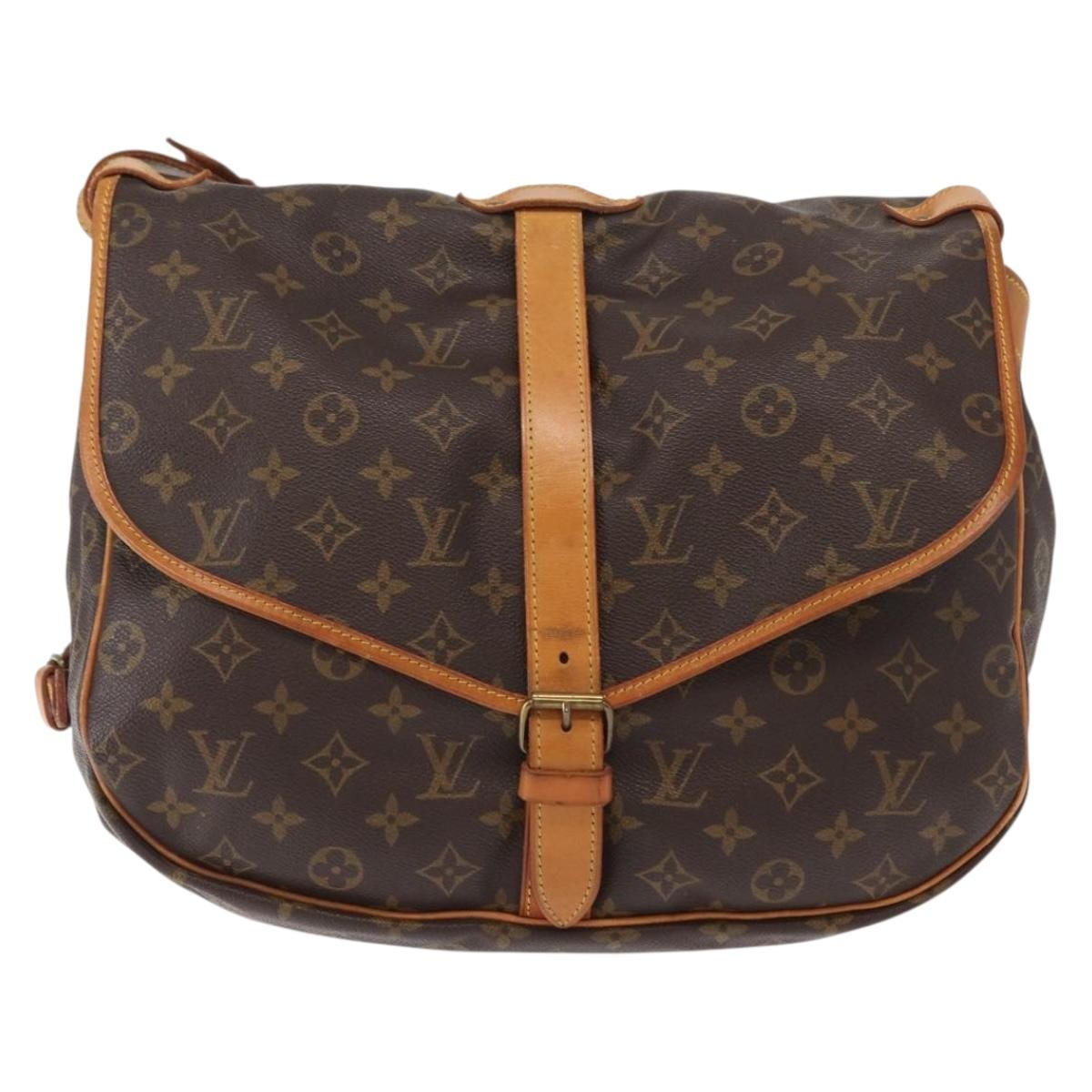 Louis Vuitton Saumur Handbag Monogram Canvas Brown Canvas Shoulder Bag Bag (Pre-Owned)