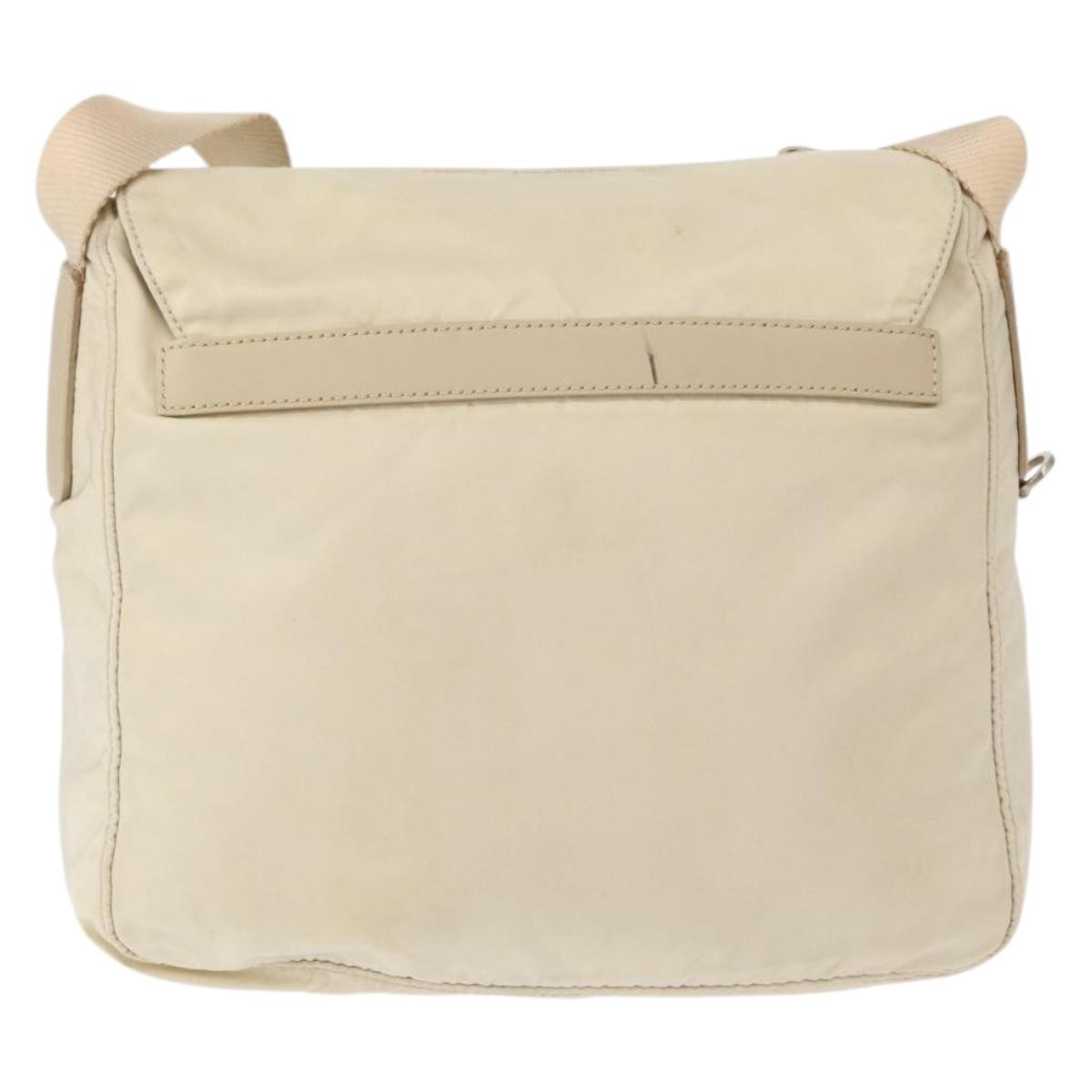 Prada Buckle Messenger Bag Tessuto Beige Nylon Shoulder Bag Bag (Pre-Owned)