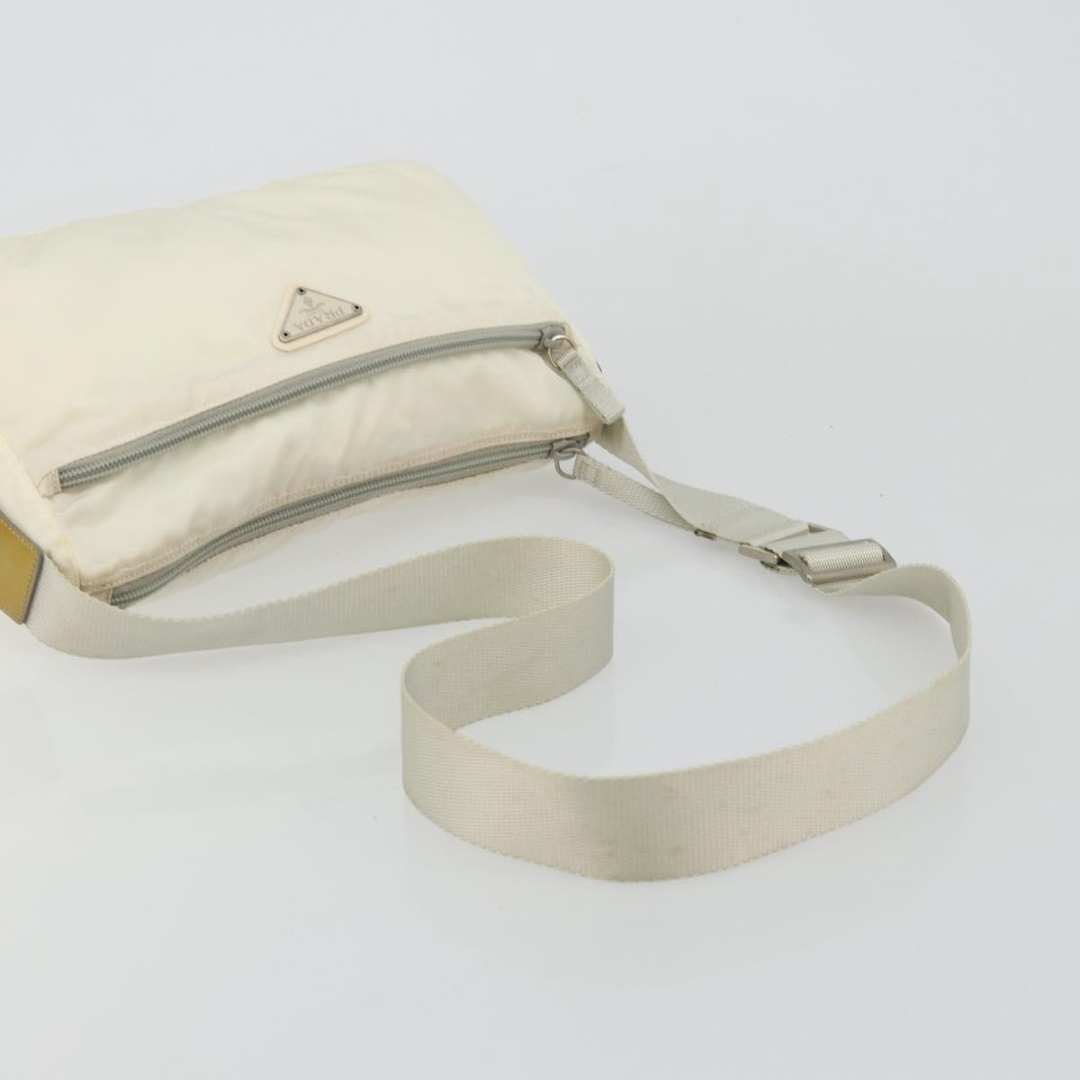 Prada Zip Waist Bag Tessuto White Nylon Shoulder Bag Bag (Pre-Owned)