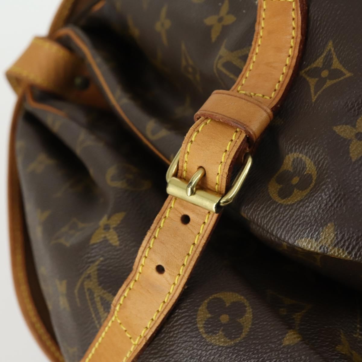 Louis Vuitton Saumur Handbag Monogram Canvas Brown Canvas Shoulder Bag Bag (Pre-Owned)