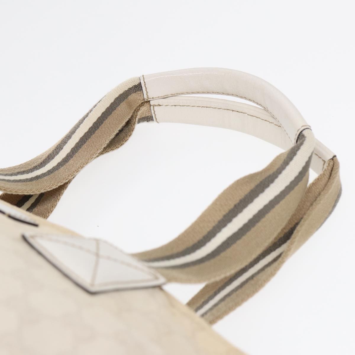 Gucci Web Zip Tote Gg Canvas Beige Canvas Tote Bag Bag (Pre-Owned)