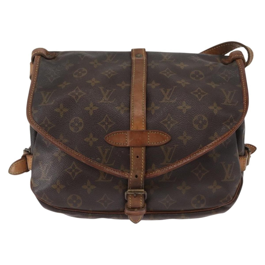 Louis Vuitton Saumur Handbag Monogram Canvas Brown Canvas Shoulder Bag Bag (Pre-Owned)