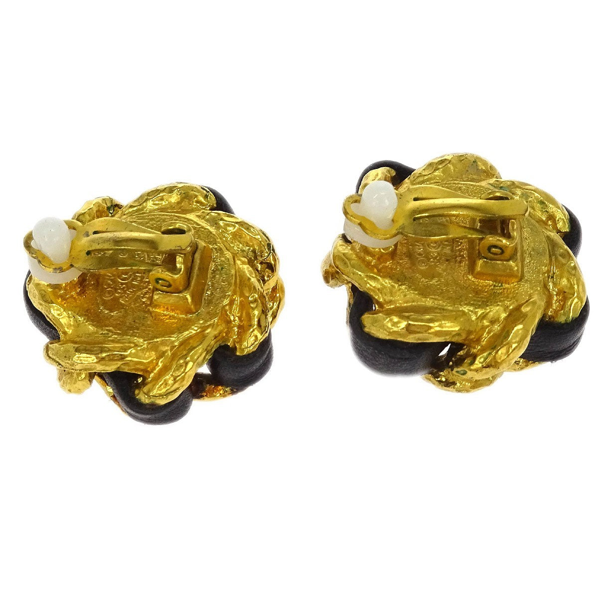 Chanel Vintage Round Clip-On Earrings Metal With Faux Pearl Gold Gold_Plated Earrings Jewelry (Pre-Owned)