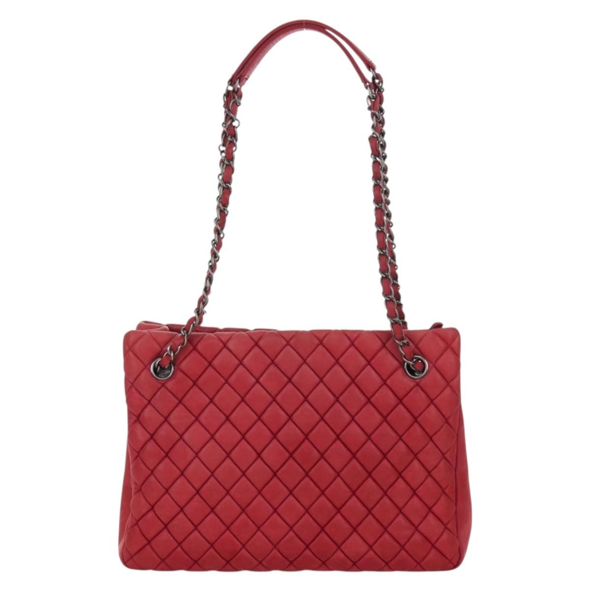 Chanel New Bubble Tote Quilted Calfskin Red Leather Tote Bag Bag (Pre-Owned)