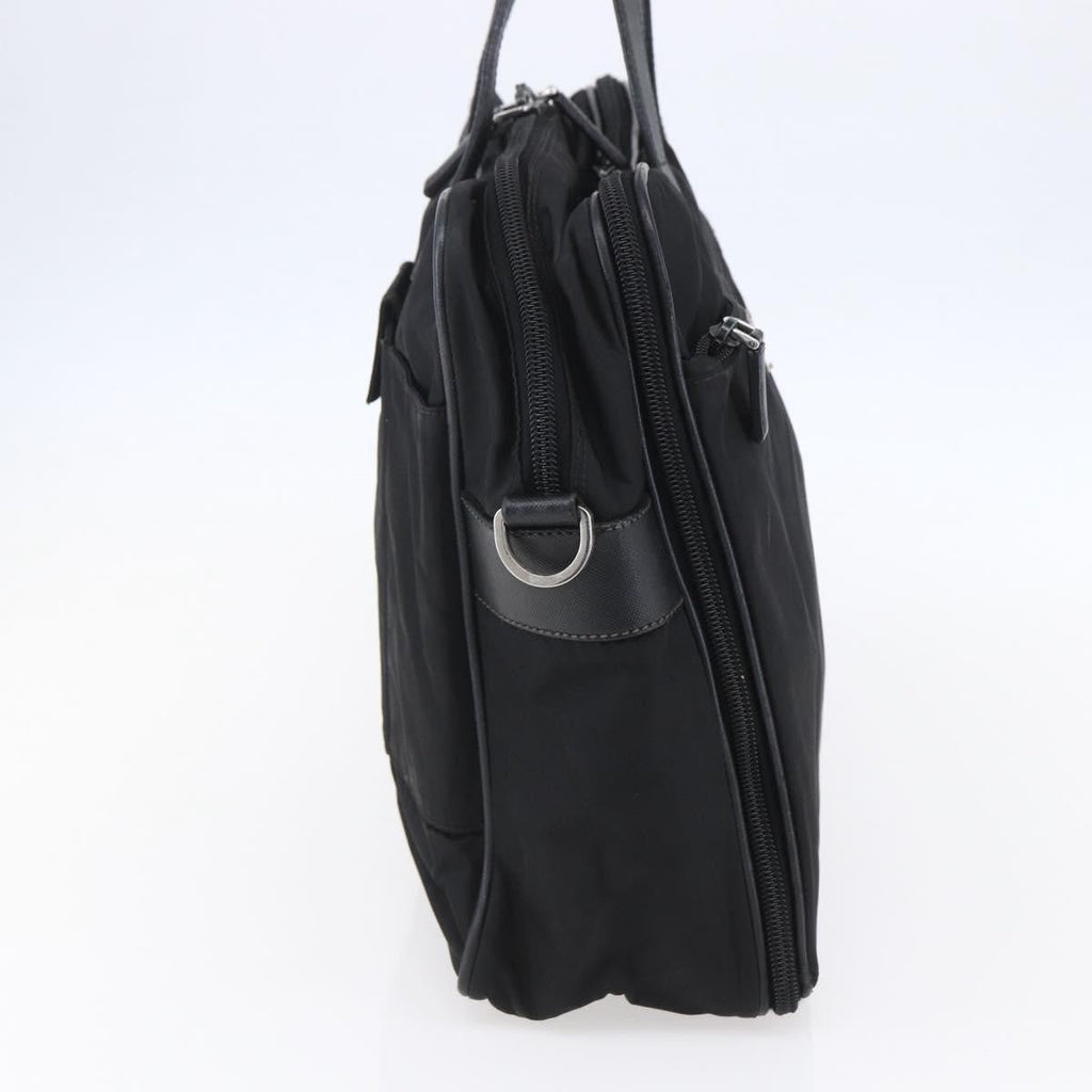 Prada Convertible Front Zip Briefcase Tessuto With Saffiano Leather Black Nylon Briefcase Bag (Pre-Owned)