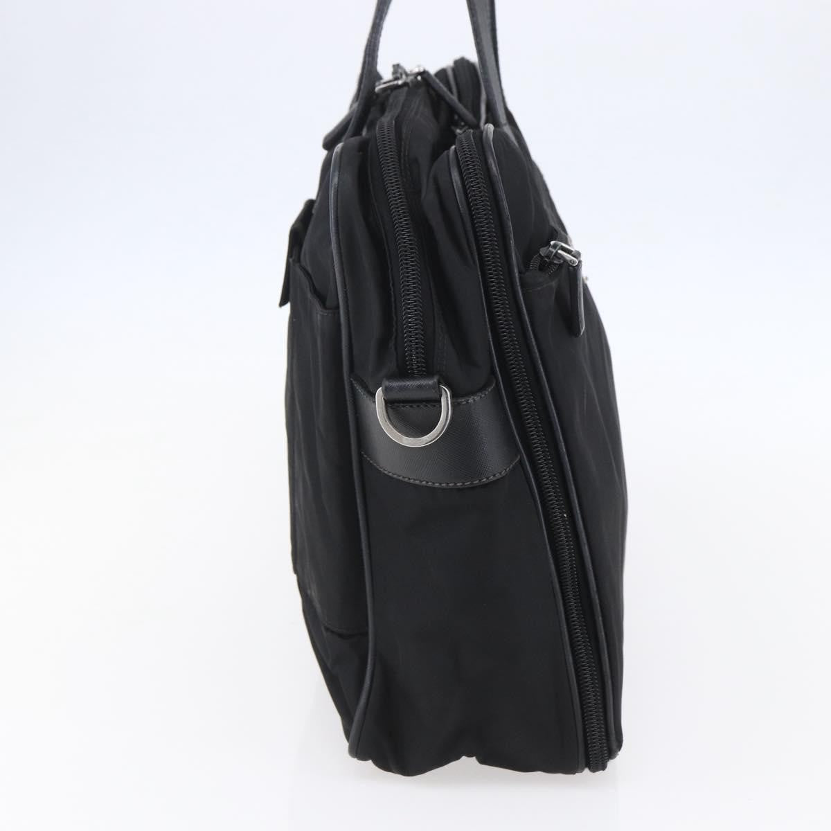 Prada Convertible Front Zip Briefcase Tessuto With Saffiano Leather Black Nylon Briefcase Bag (Pre-Owned)