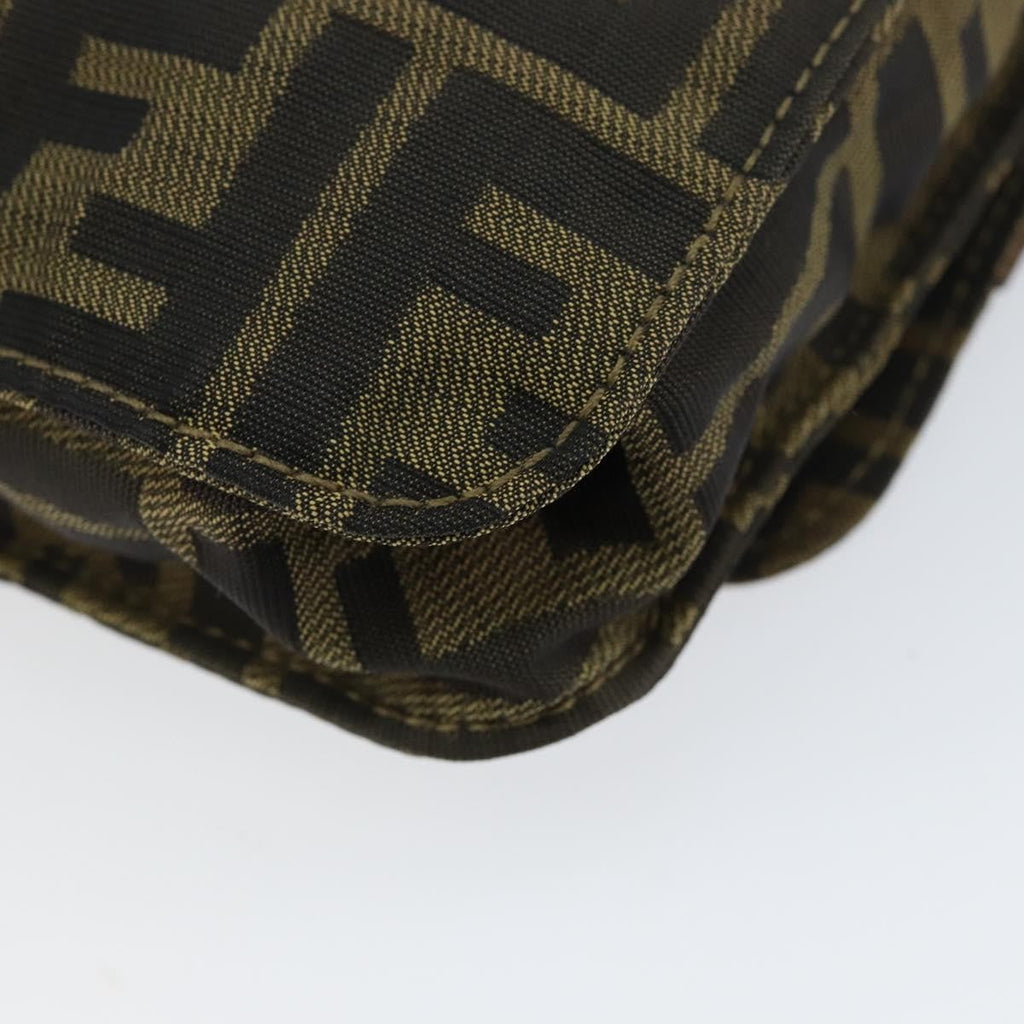Fendi Flat Messenger Bag Zucca Canvas Brown Canvas Shoulder Bag Bag (Pre-Owned)