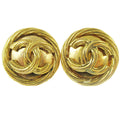 Chanel Cc Button Clip-On Earrings Metal Gold Gold_Plated Earrings Jewelry (Pre-Owned)
