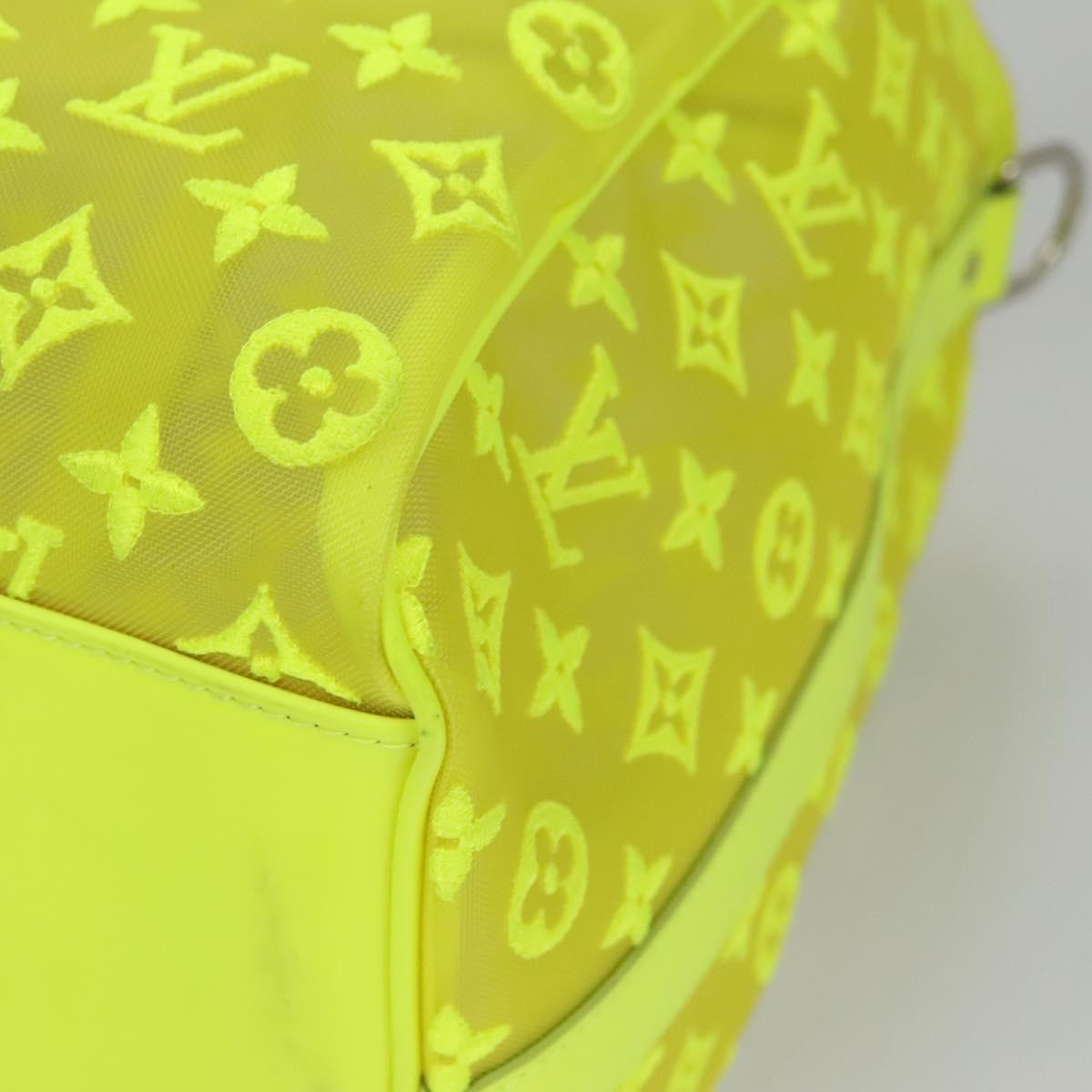 Louis Vuitton Keepall Bandouliere Bag Monogram See Through Mesh Yellow Canvas Travel Bag Bag (Pre-Owned)