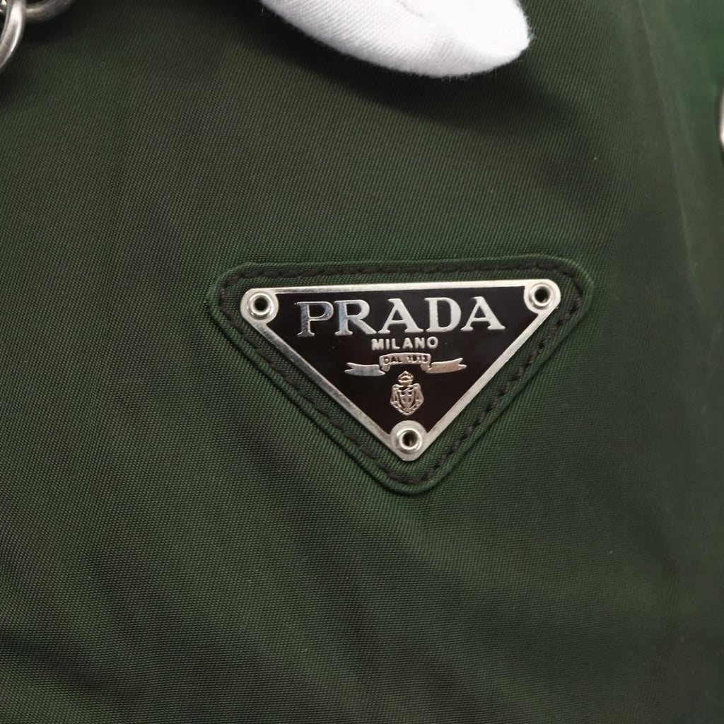 Prada Re-Edition 1995 Chain Tote Quilted Re-Nylon Khaki Nylon Shoulder Bag Bag (Pre-Owned)