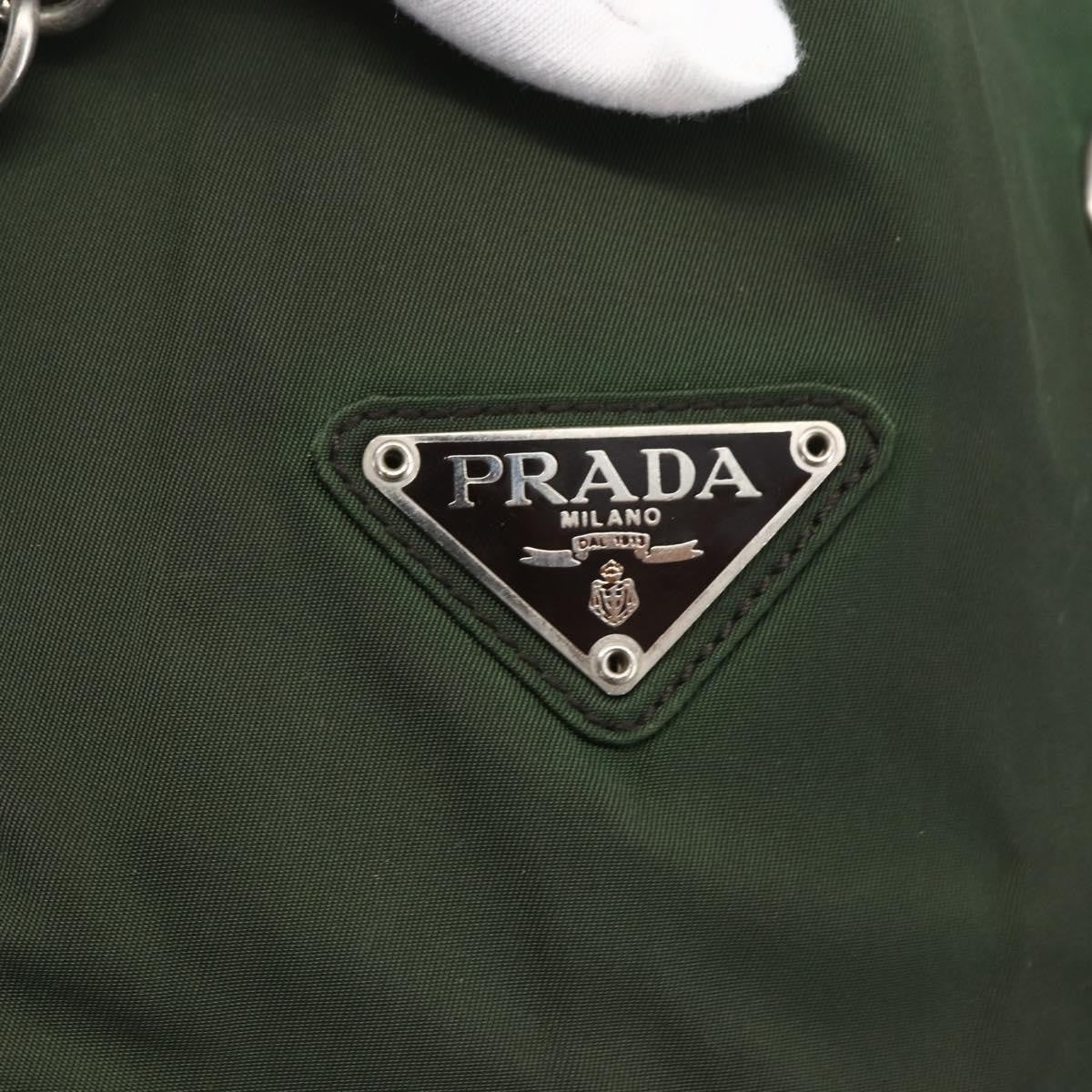Prada Re-Edition 1995 Chain Tote Quilted Re-Nylon Khaki Nylon Shoulder Bag Bag (Pre-Owned)