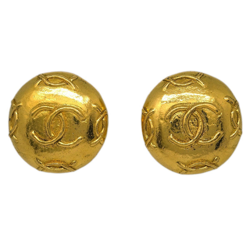 Chanel Cc Round Earrings Metal Gold Gold_Plated Earrings Jewelry (Pre-Owned)