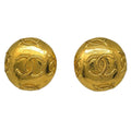 Chanel Cc Round Earrings Metal Gold Gold_Plated Earrings Jewelry (Pre-Owned)