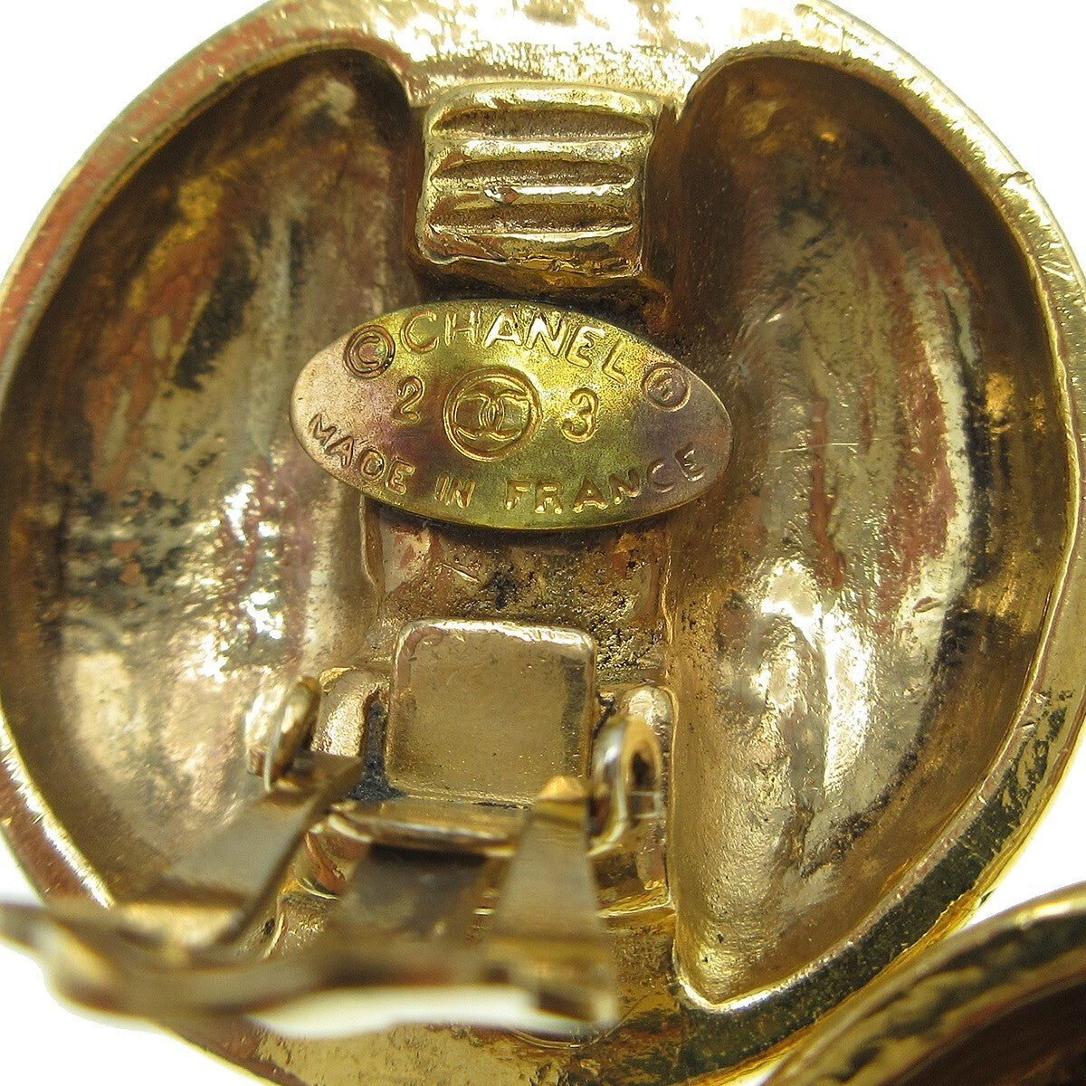 Chanel Cc Round Earrings Metal And Crystal Gold Gold_Plated Earrings Jewelry (Pre-Owned)