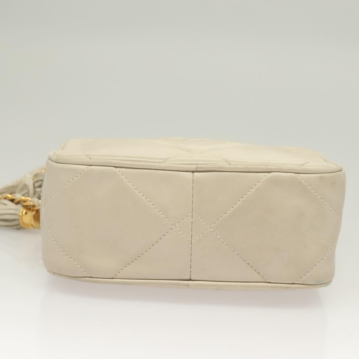 Chanel Vintage Diamond Cc Camera Bag Quilted Lambskin Beige Leather Shoulder Bag Bag (Pre-Owned)