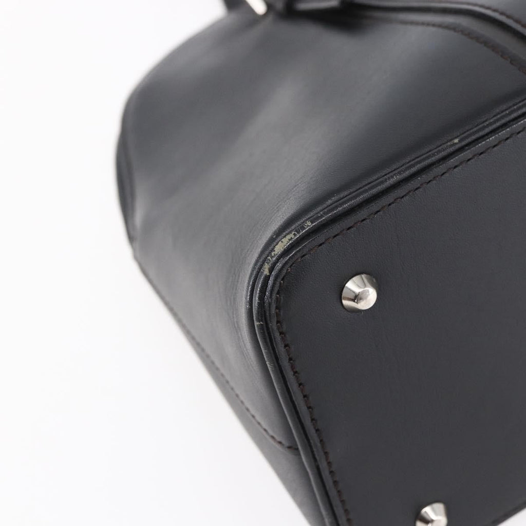 Burberry Vintage Handbag Leather Black Leather Handbag (Pre-Owned)