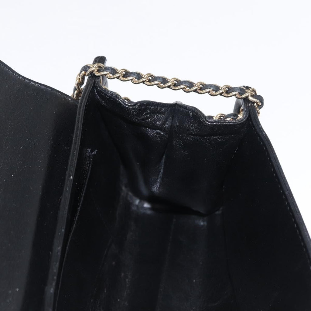 Chanel Chocolate Bar Accordion Reissue Flap Bag Quilted Lambskin Black Leather Shoulder Bag Bag (Pre-Owned)