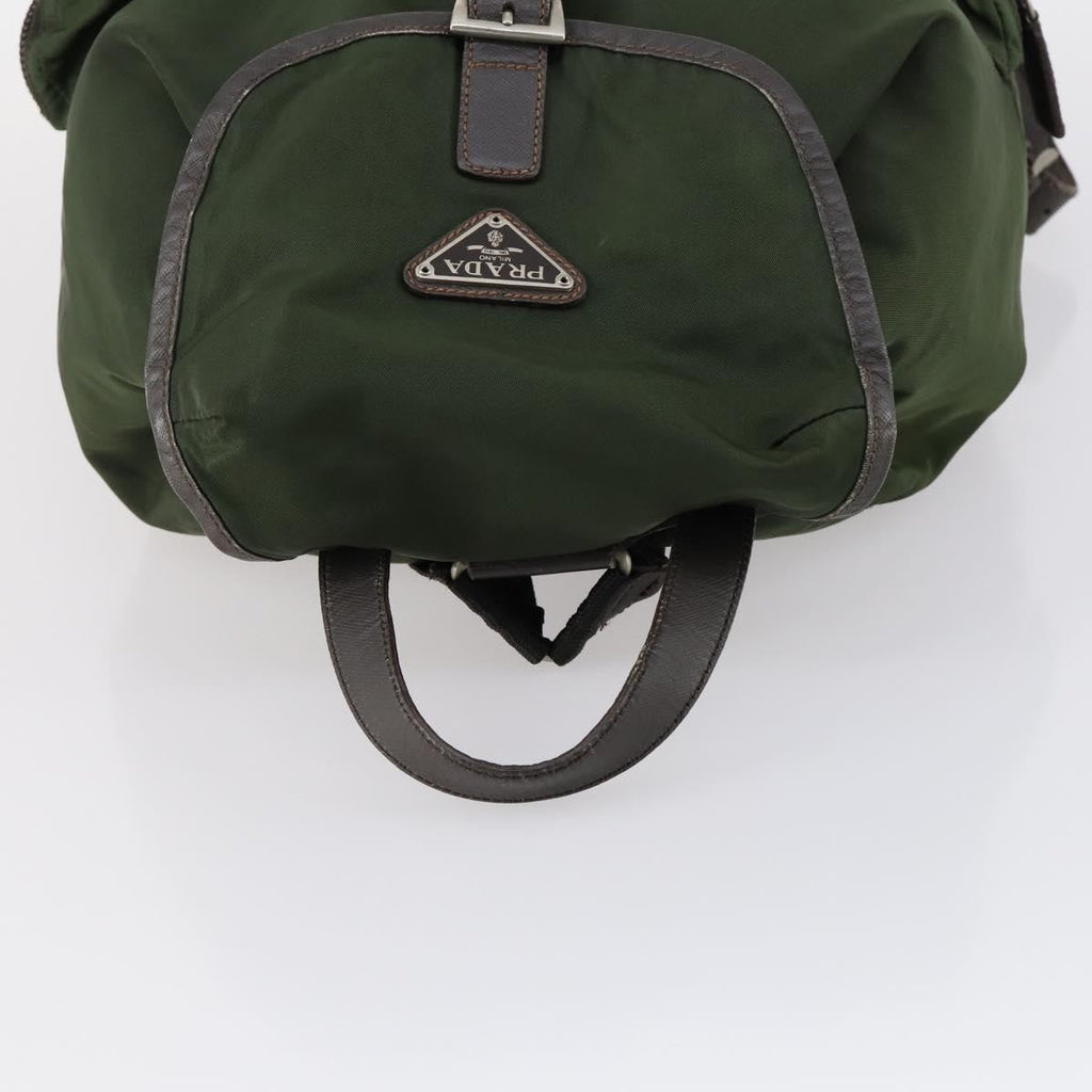 Prada Double Front Pocket Backpack Tessuto Khaki Nylon Backpack Bag (Pre-Owned)