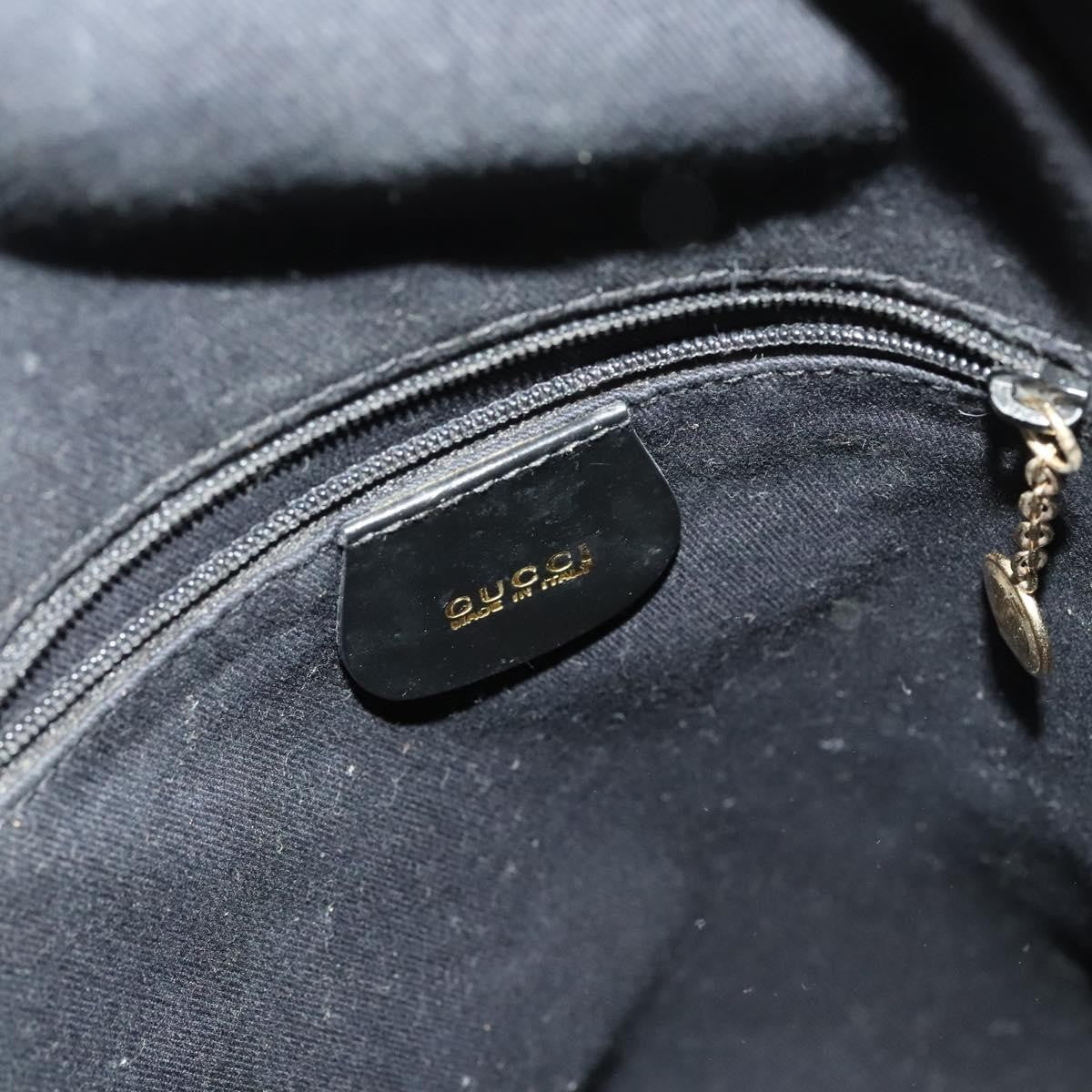Gucci Vintage Bamboo Backpack Patent Black Patent_Leather Backpack Bag (Pre-Owned)