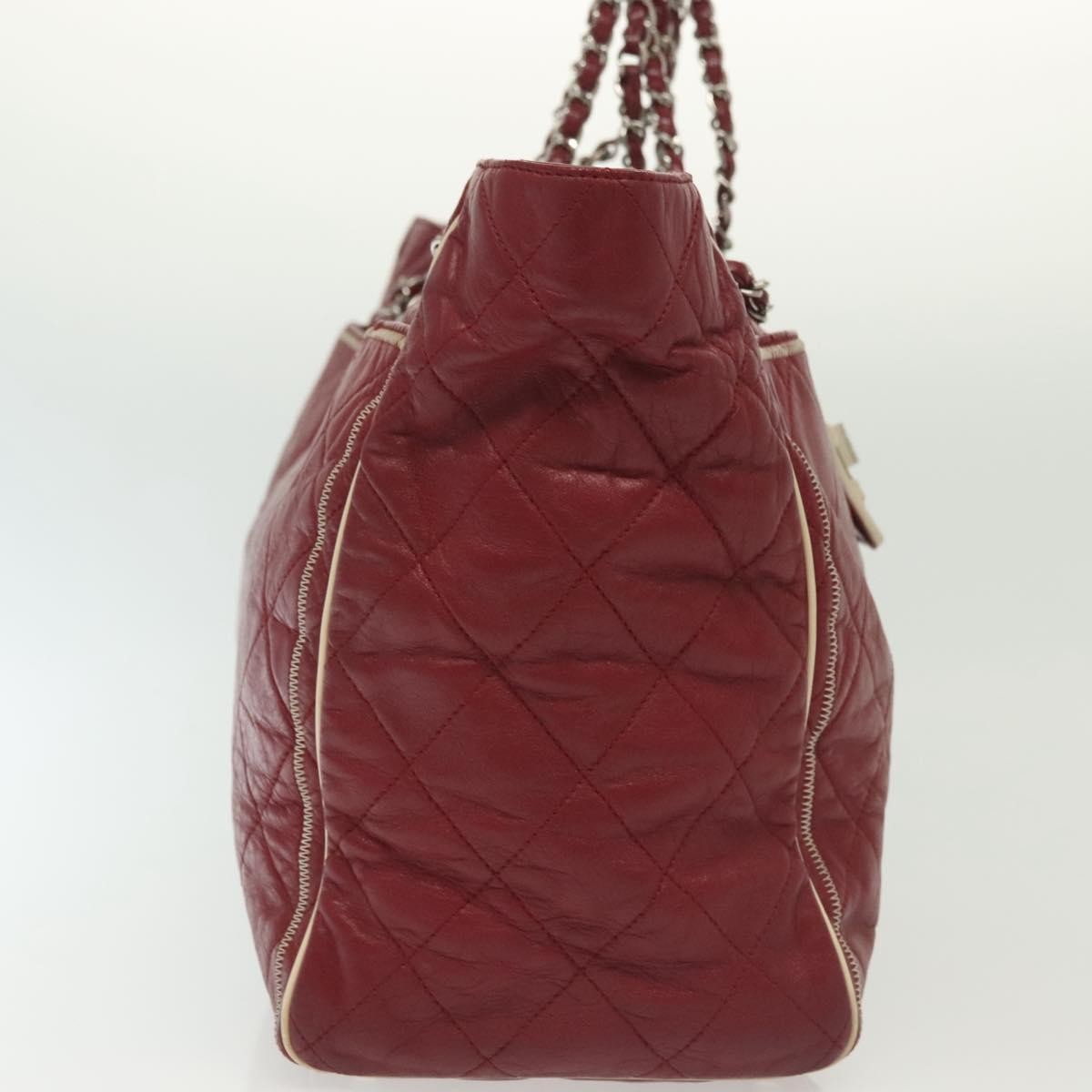 Chanel Vintage Reissue Chain Shopping Tote Leather Red Leather Bag (Pre-Owned)