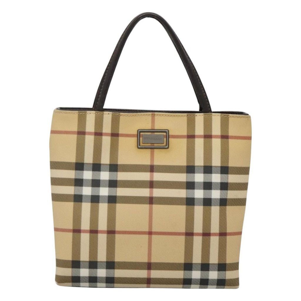 Burberry Nova Check Handbag Nova Check Canvas Beige Canvas Handbag (Pre-Owned)