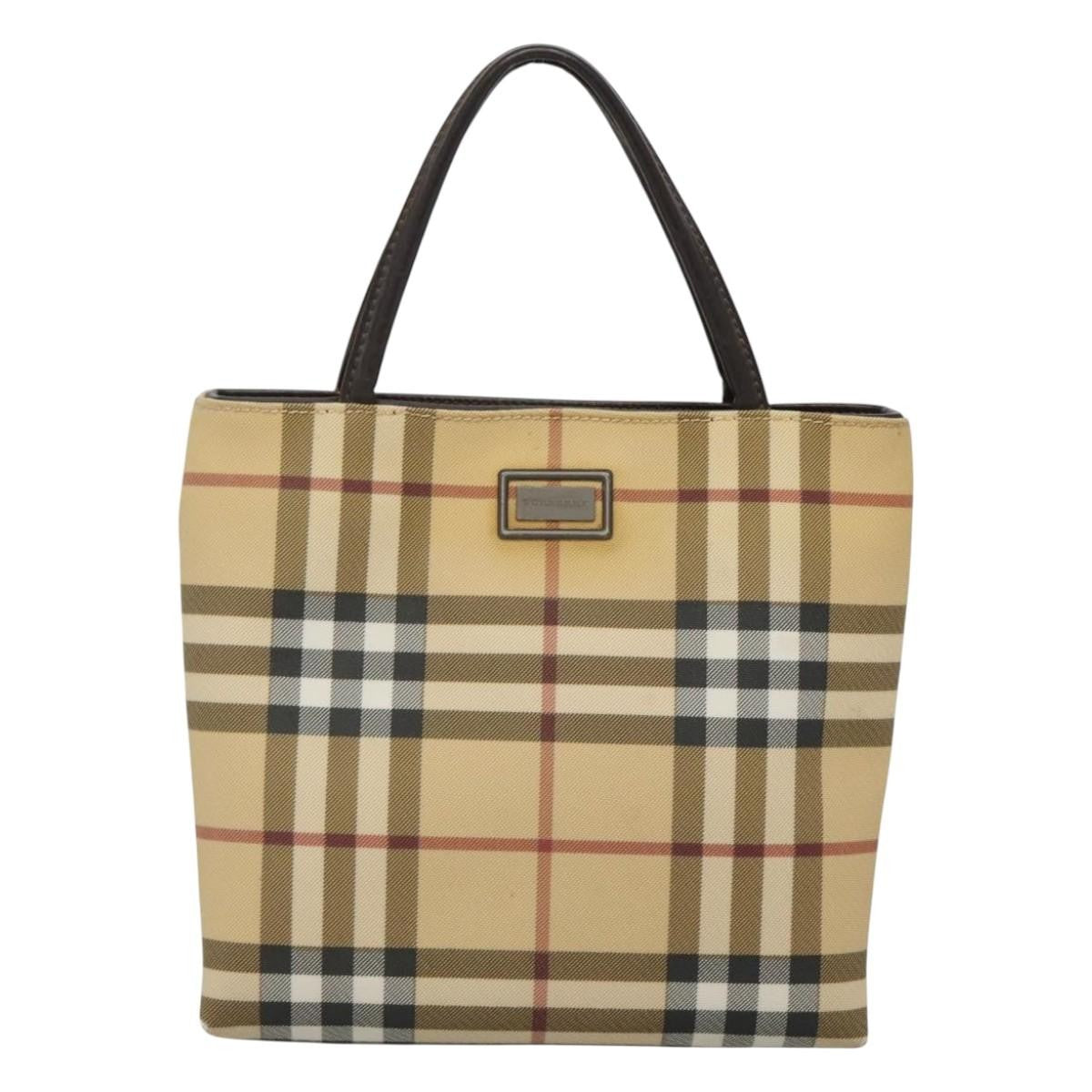 Burberry Nova Check Handbag Nova Check Canvas Beige Canvas Handbag (Pre-Owned)