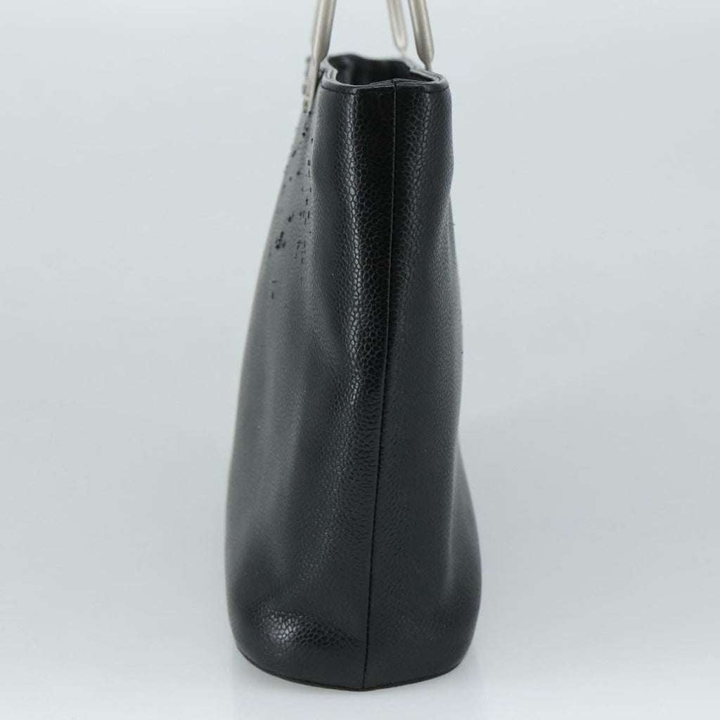 Chanel Vintage Tote Leather Black Leather Tote Bag Bag (Pre-Owned)