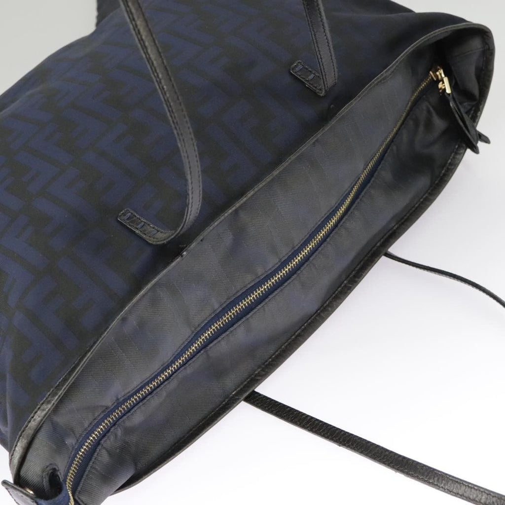 Fendi Zucca Tote Bag Ff Motif Navy Canvas Tote Bag Bag (Pre-Owned)