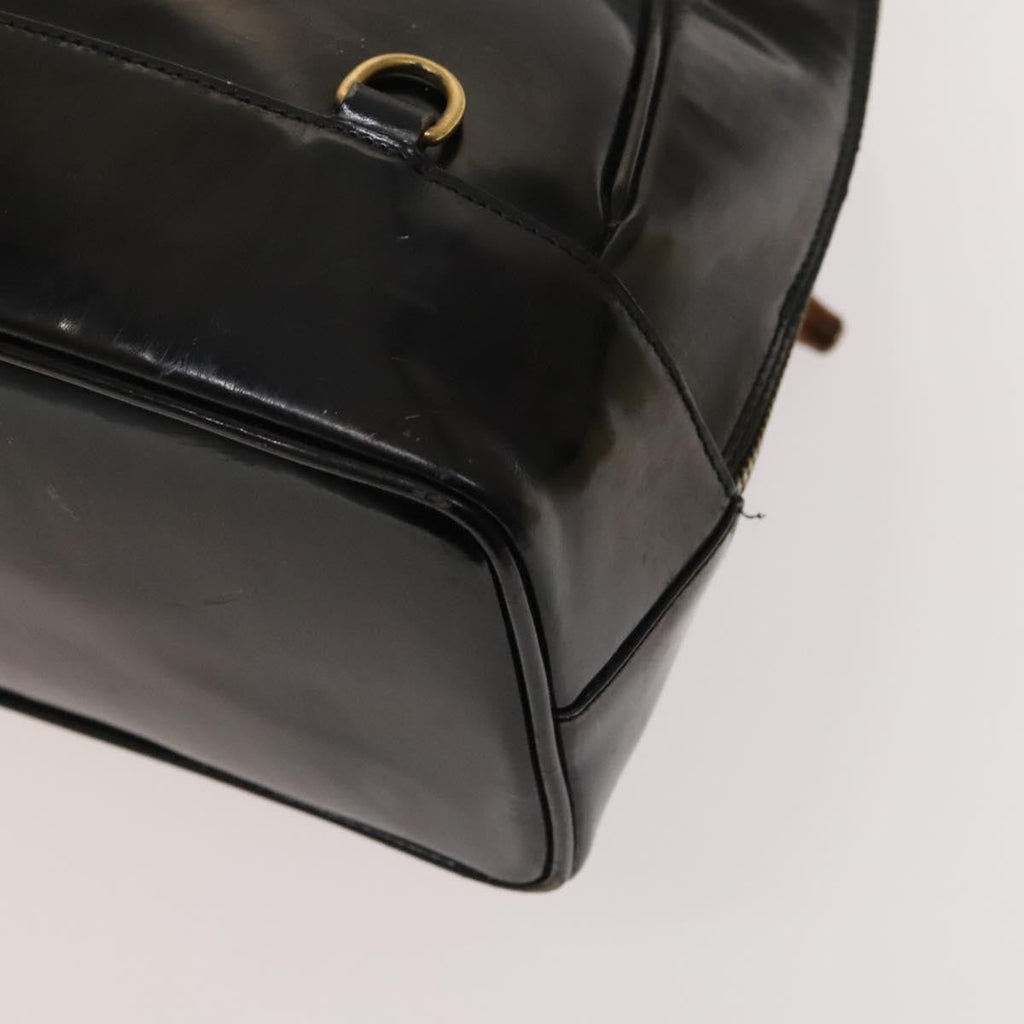 Gucci Vintage Bamboo Backpack Patent Black Patent_Leather Backpack Bag (Pre-Owned)