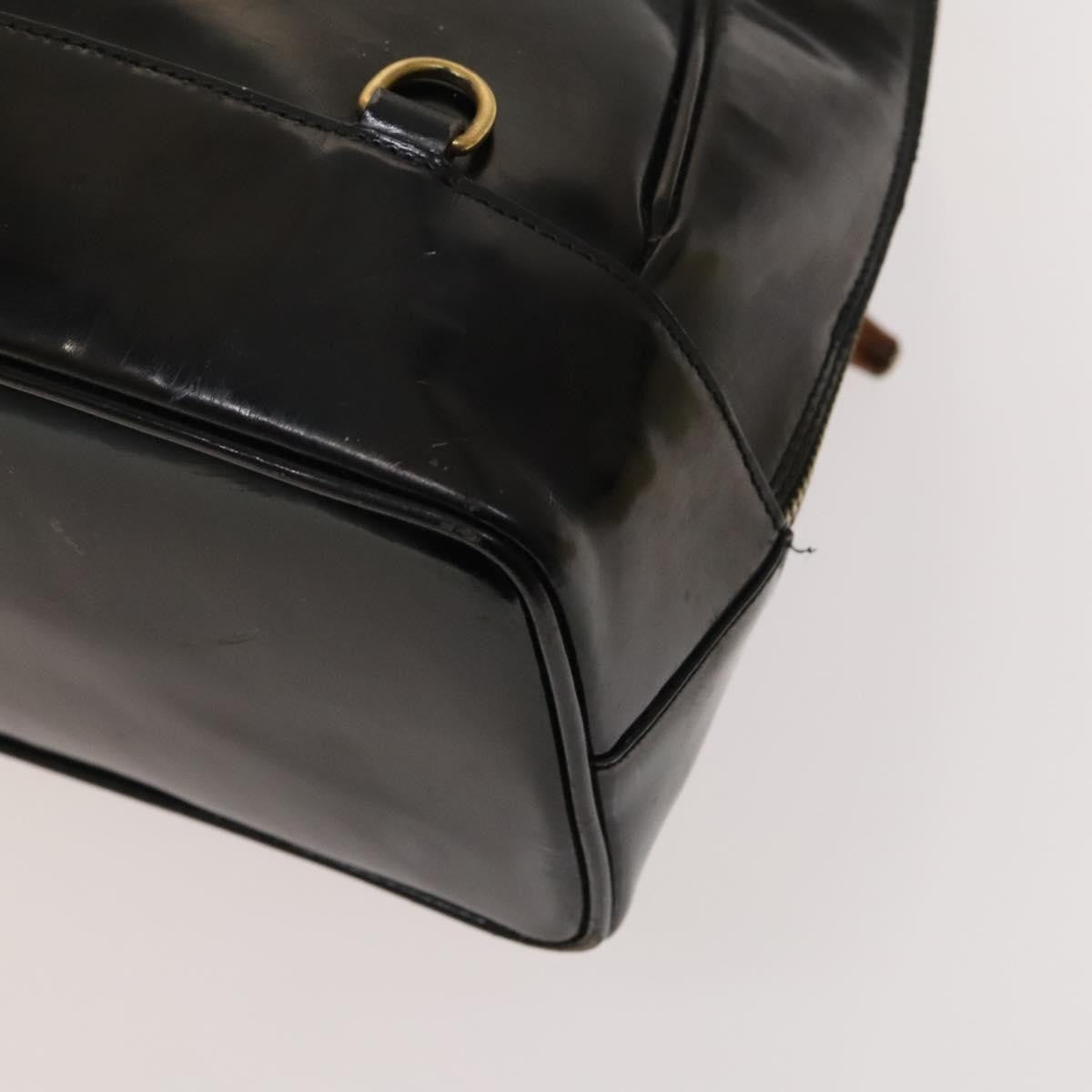 Gucci Vintage Bamboo Backpack Patent Black Patent_Leather Backpack Bag (Pre-Owned)