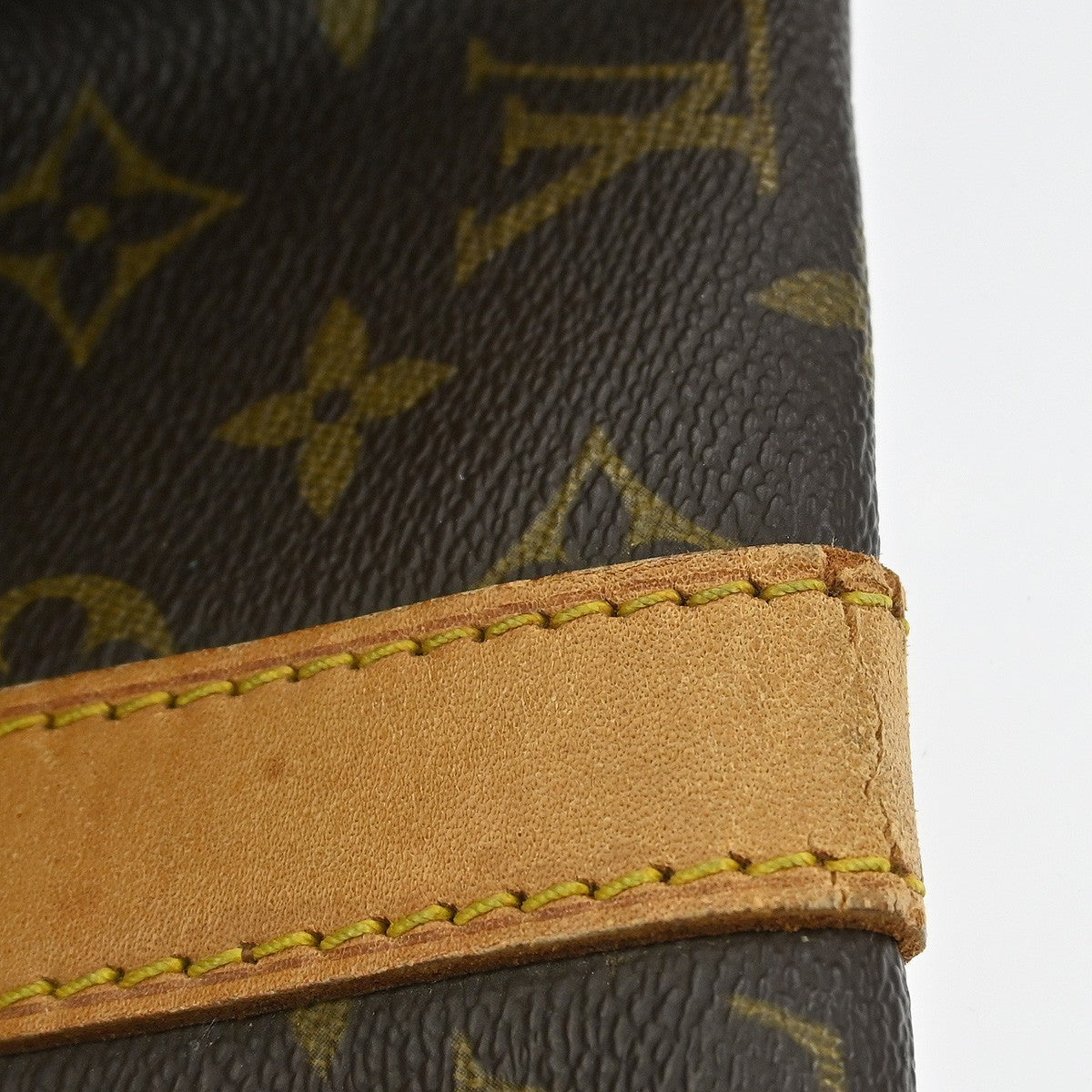 Louis Vuitton Keepall Bag Monogram Canvas Brown Leather Travel Bag Bag (Pre-Owned)