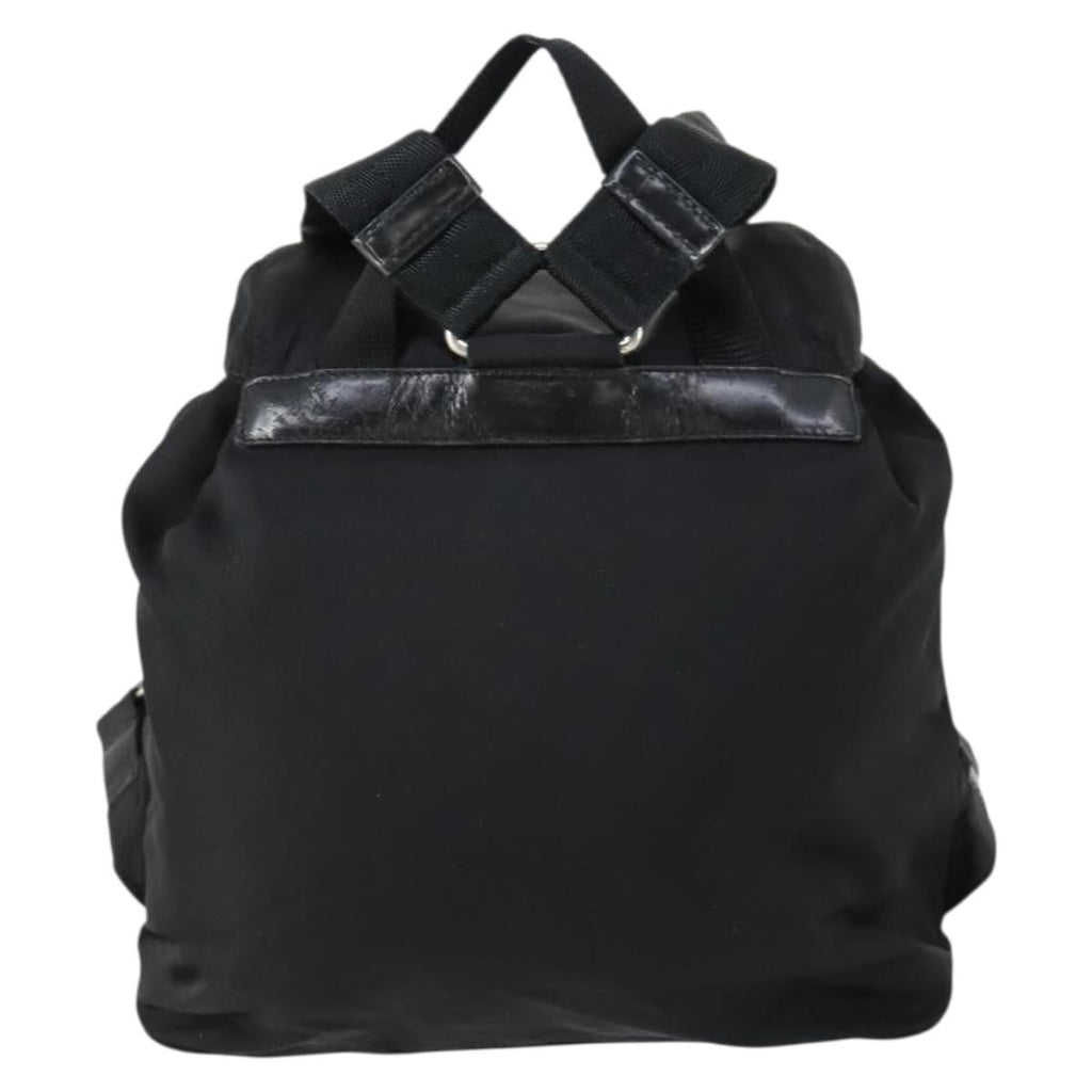 Prada Vela Double Front Pocket Backpack Tessuto With Saffiano Leather Black Nylon Backpack Bag (Pre-Owned)