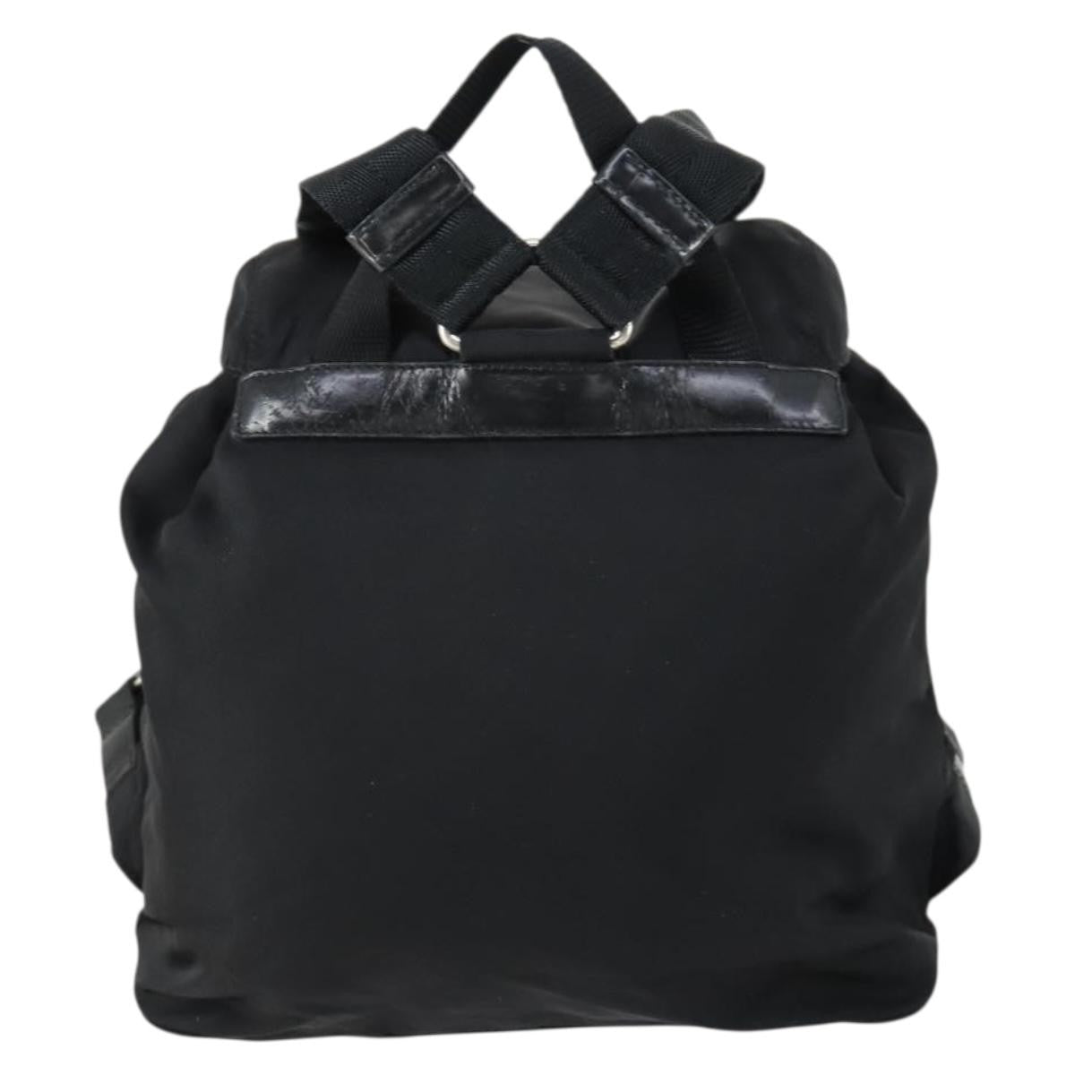 Prada Vela Double Front Pocket Backpack Tessuto With Saffiano Leather Black Nylon Backpack Bag (Pre-Owned)