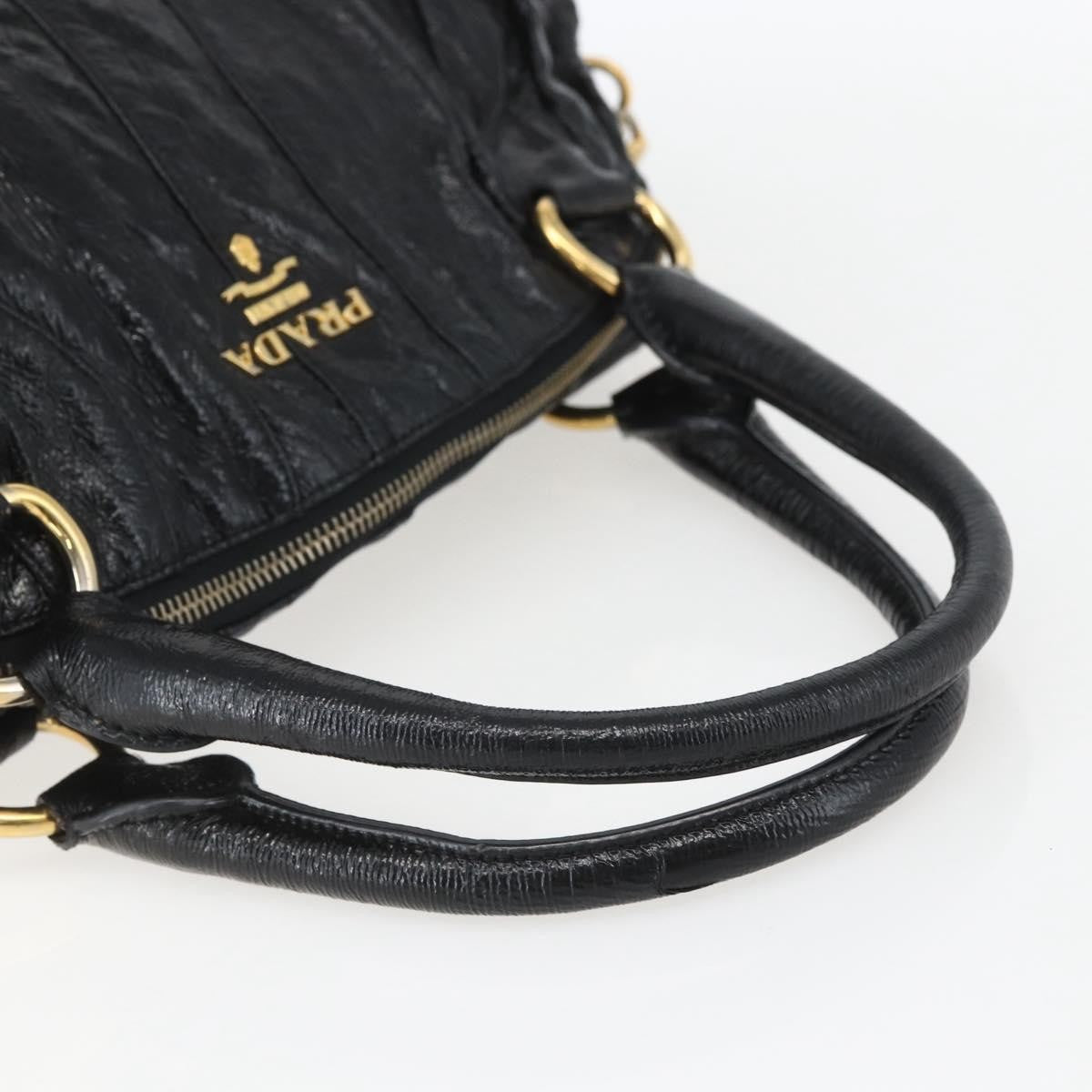 Prada Waves Hobo Leather And Tessuto Black Leather Handbag (Pre-Owned)