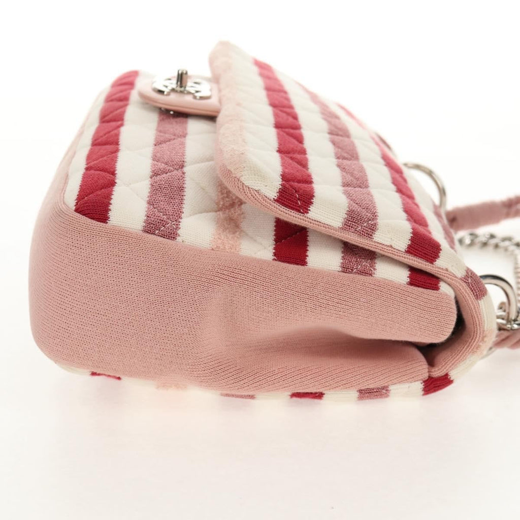 Chanel Vintage Flap Shoulder Bag Canvas Pink Leather Handbag (Pre-Owned)
