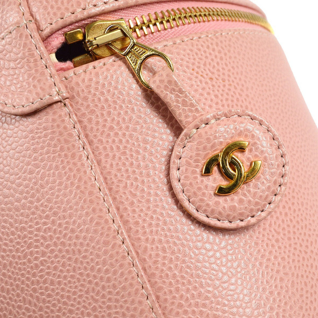 Chanel Vintage Timeless Cosmetic Case Caviar Pink Leather Clutche & Pouche Bag (Pre-Owned)