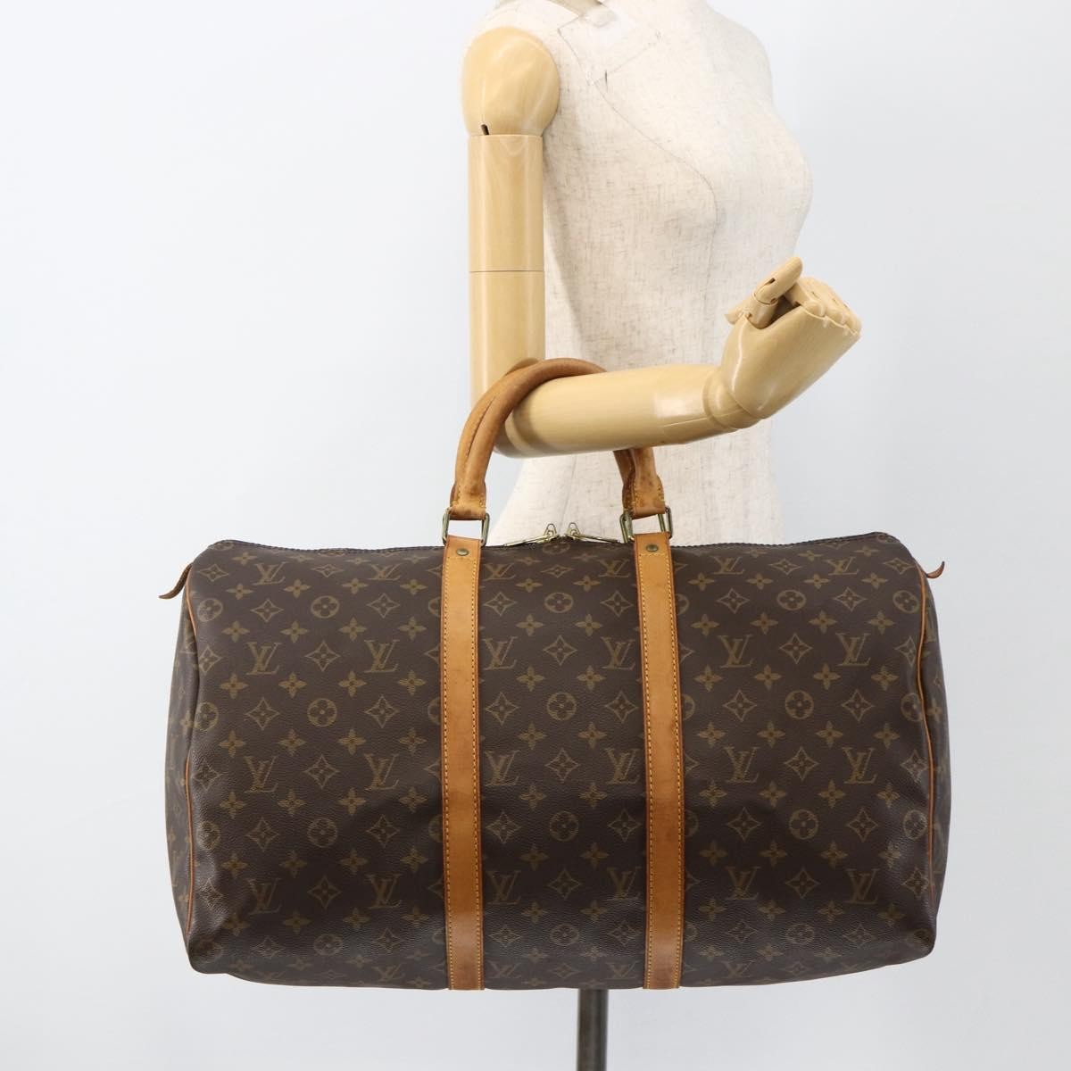 Louis Vuitton Keepall Bag Monogram Canvas Brown Canvas Travel Bag Bag (Pre-Owned)