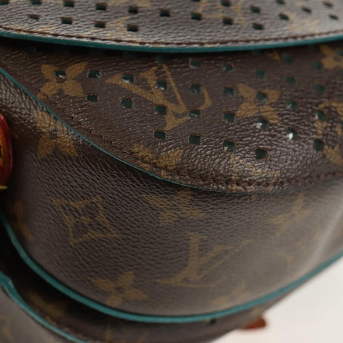 Louis Vuitton Flore Saumur Handbag Perforated Monogram Canvas Brown Canvas Shoulder Bag Bag (Pre-Owned)