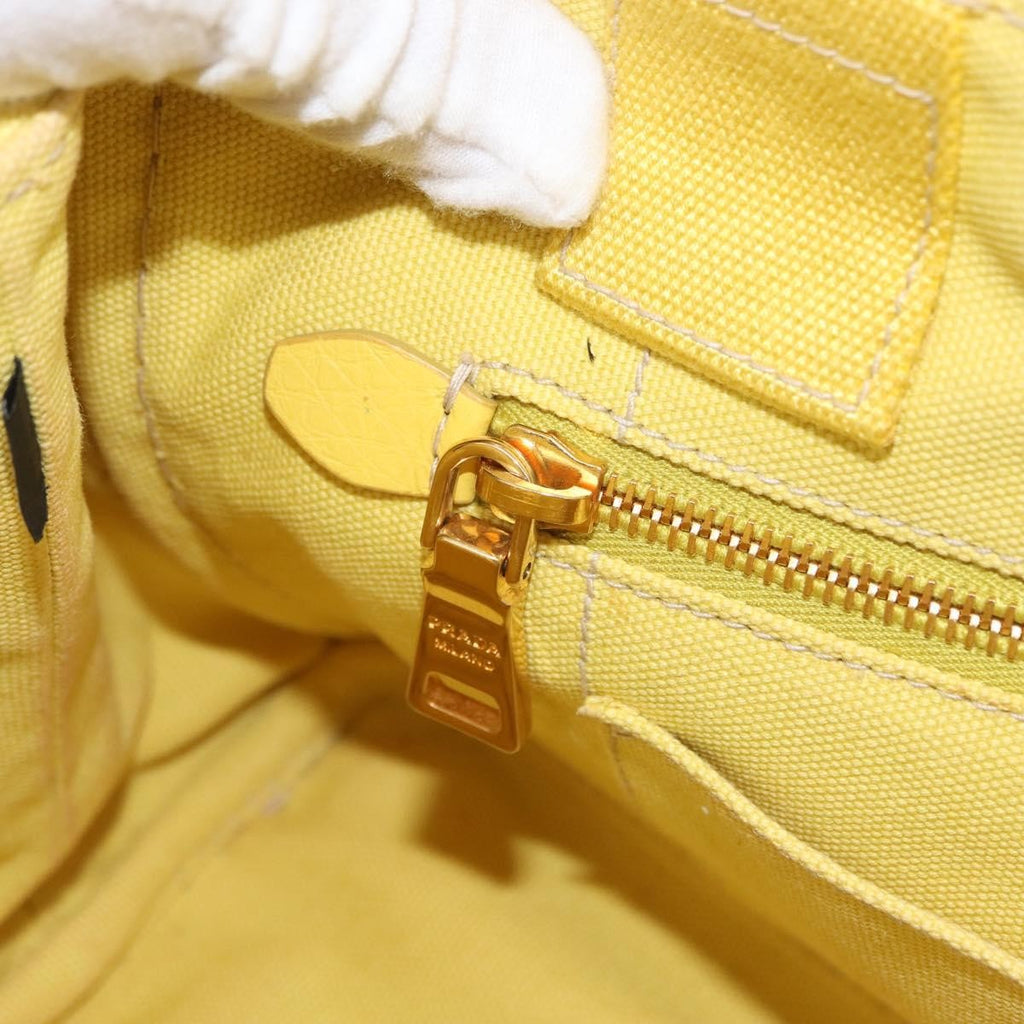 Prada Canapa Convertible Tote Canvas Gold Canvas Tote Bag Bag (Pre-Owned)