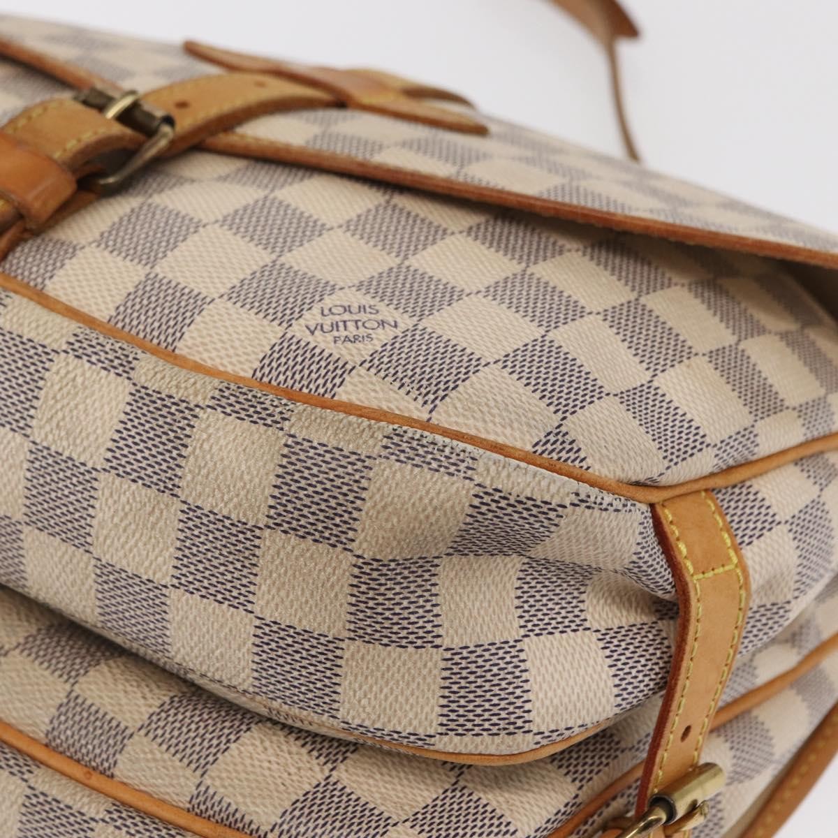 Louis Vuitton Saumur Handbag Damier Beige Canvas Shoulder Bag Bag (Pre-Owned)