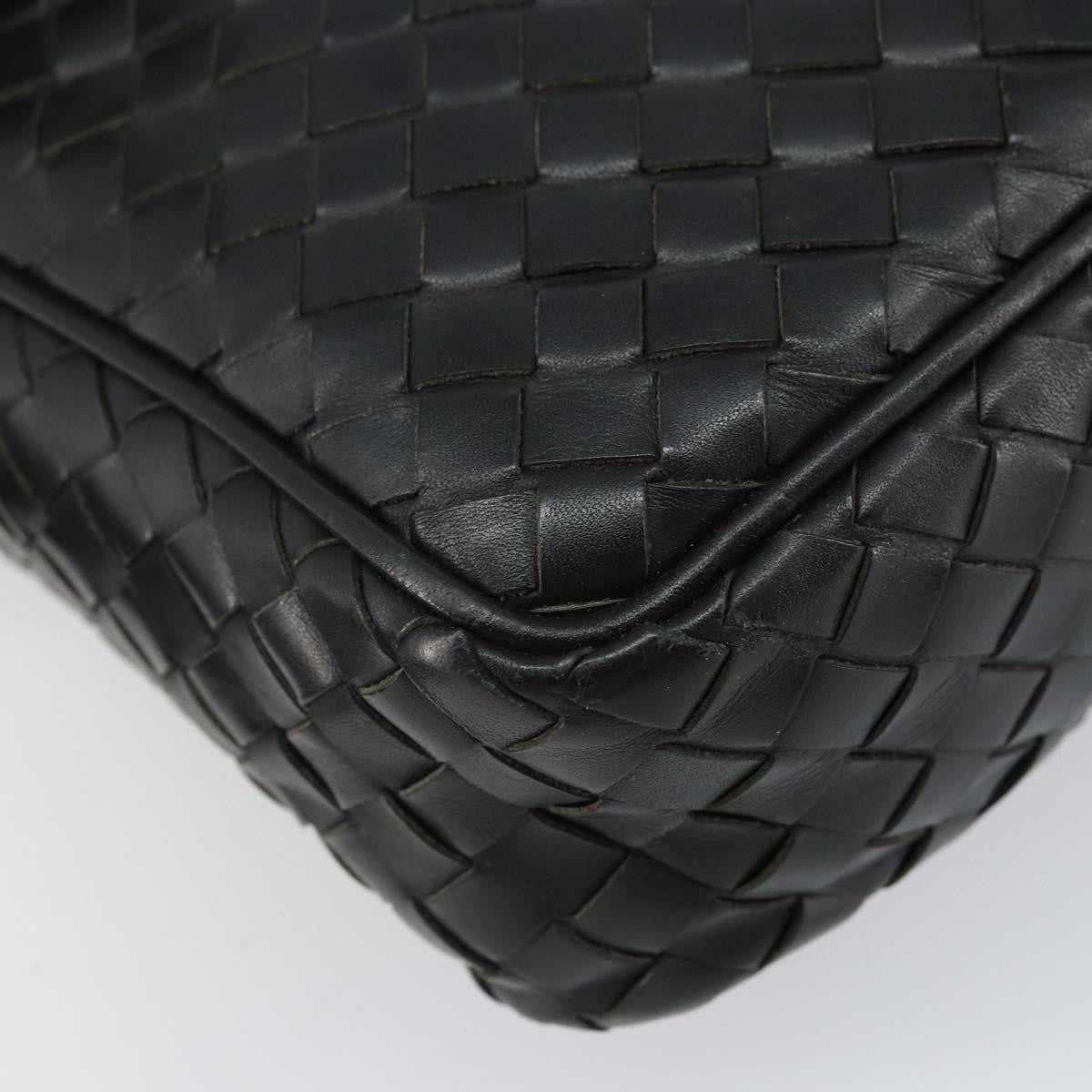 Bottega Veneta Intrecciato Shoulder Bag Leather Black Leather Shoulder Bag Bag (Pre-Owned)
