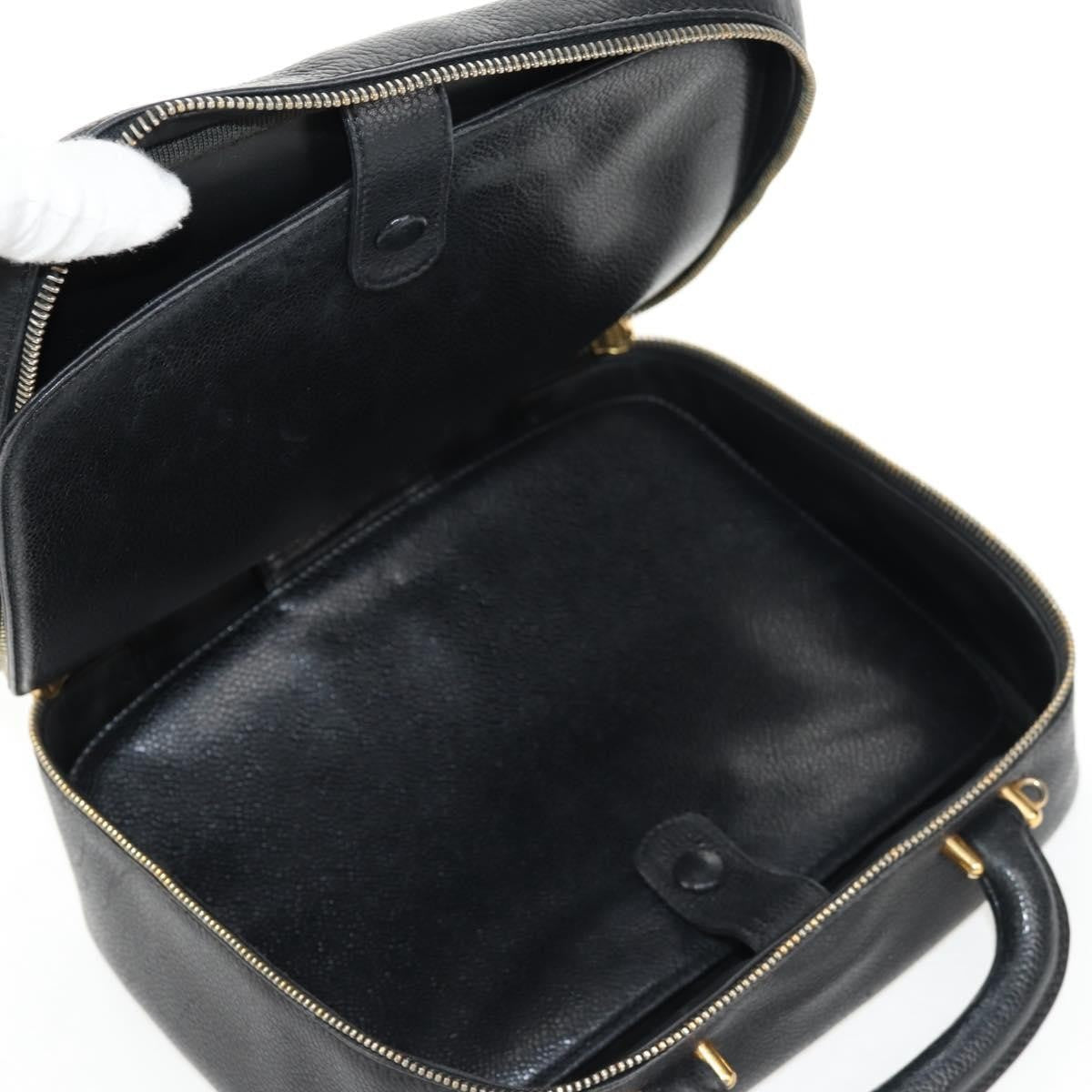 Chanel Vintage Timeless Zip Around Vanity Case Caviar Black Leather Clutche & Pouche Bag (Pre-Owned)