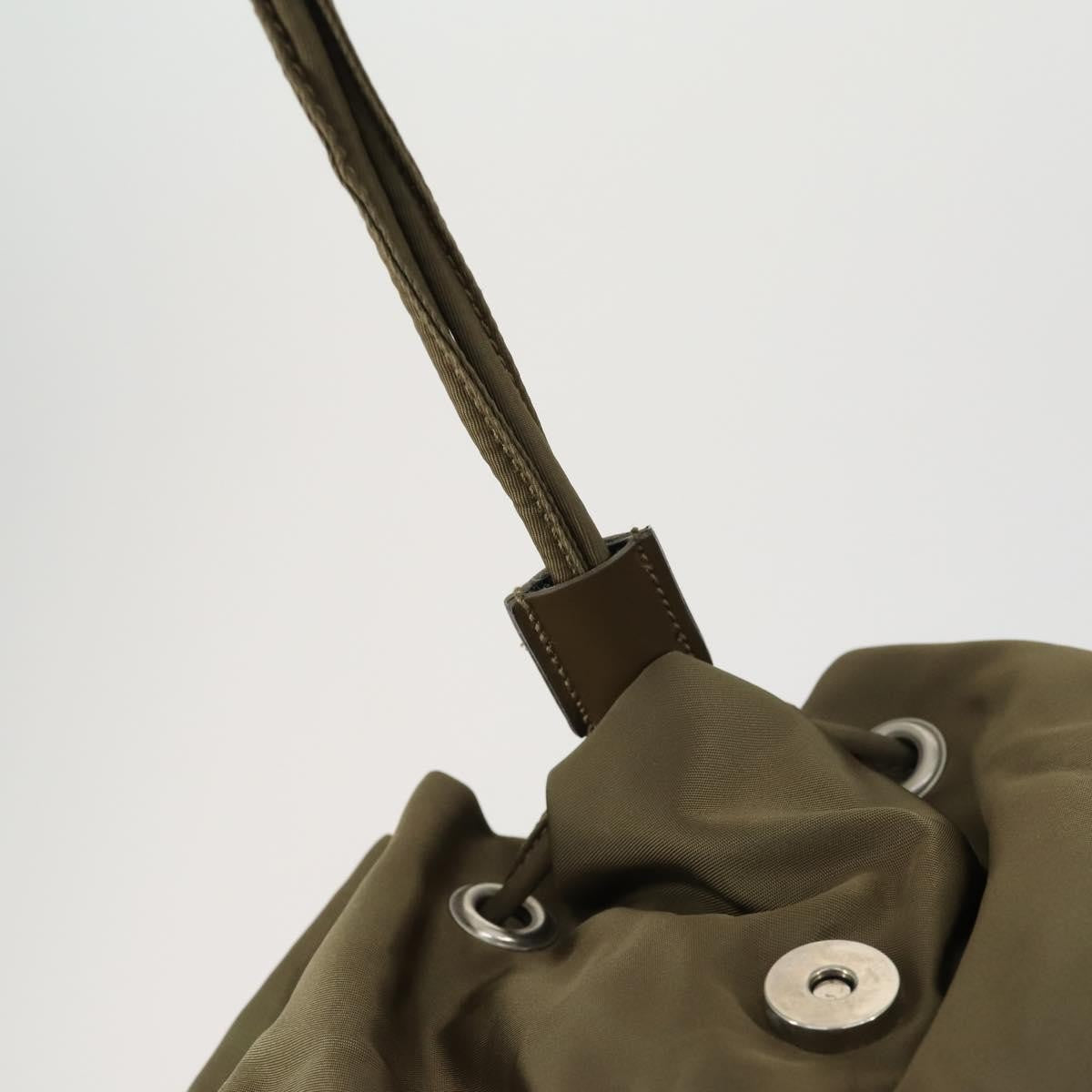 Prada Vela Double Front Pocket Backpack Tessuto With Saffiano Leather Khaki Nylon Backpack Bag (Pre-Owned)