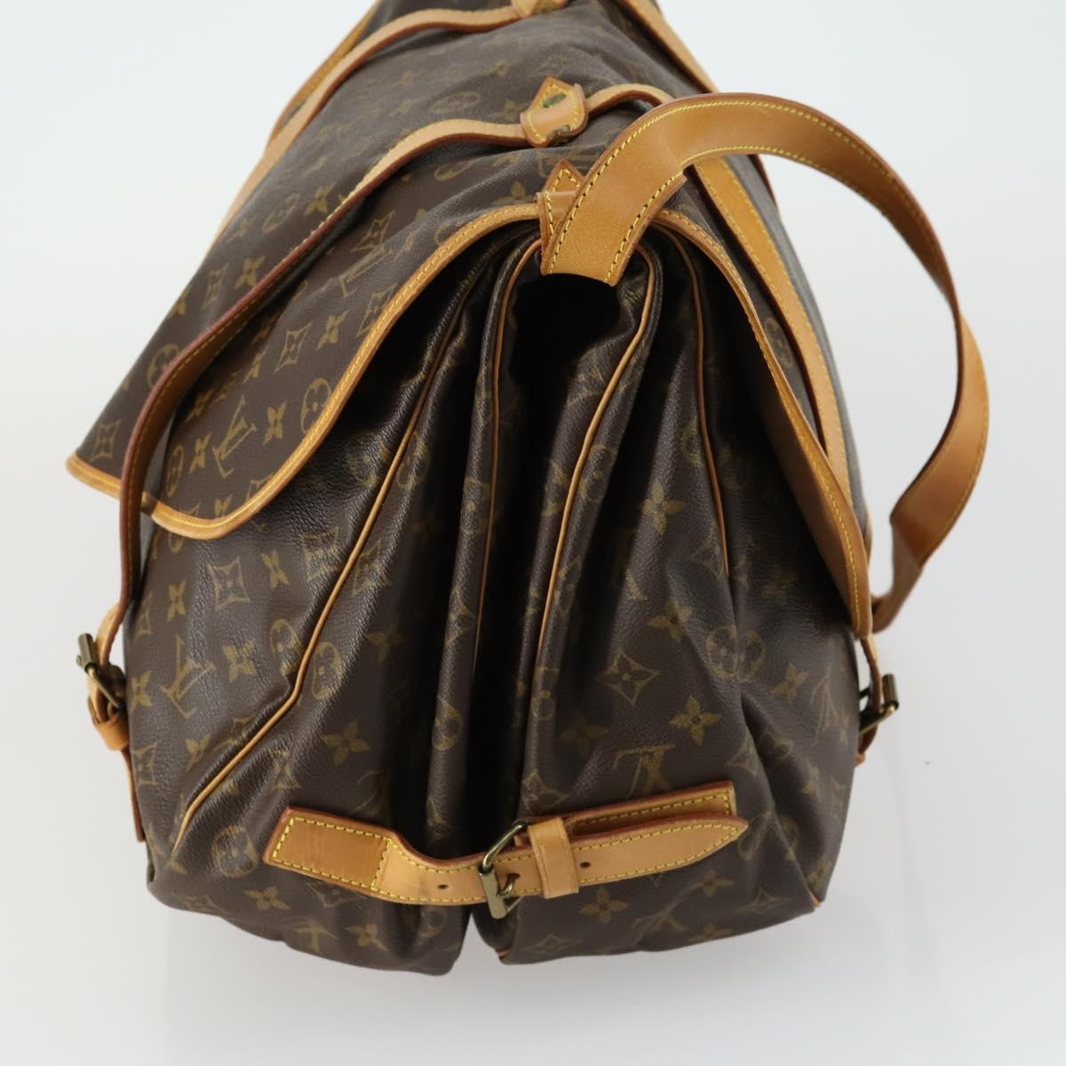 Louis Vuitton Saumur Handbag Monogram Canvas Brown Canvas Shoulder Bag Bag (Pre-Owned)
